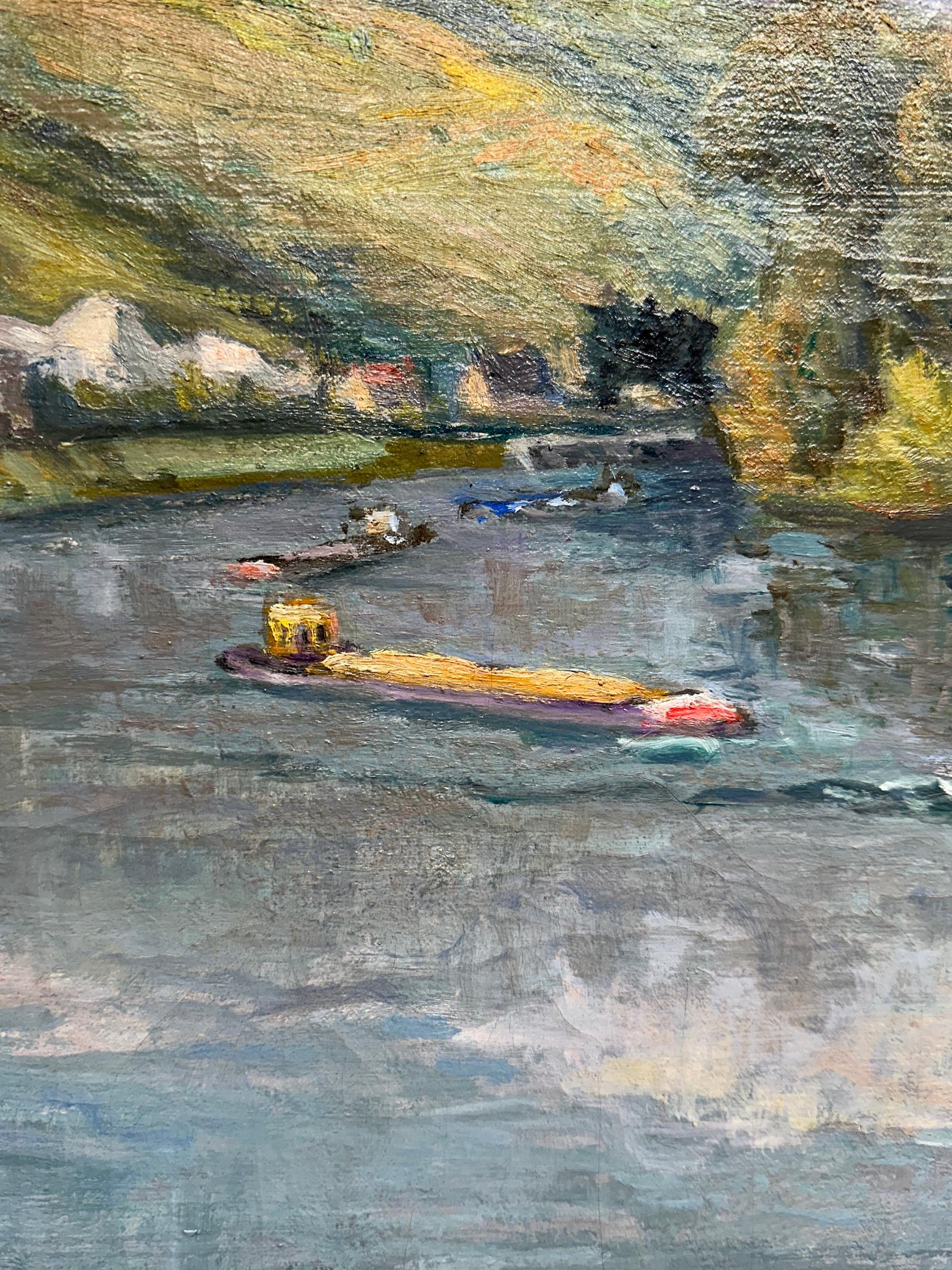 Französische impressionistische Flusslandschaft des Impressionismus, Rolleboise an der Seine, Paris  im Angebot 8