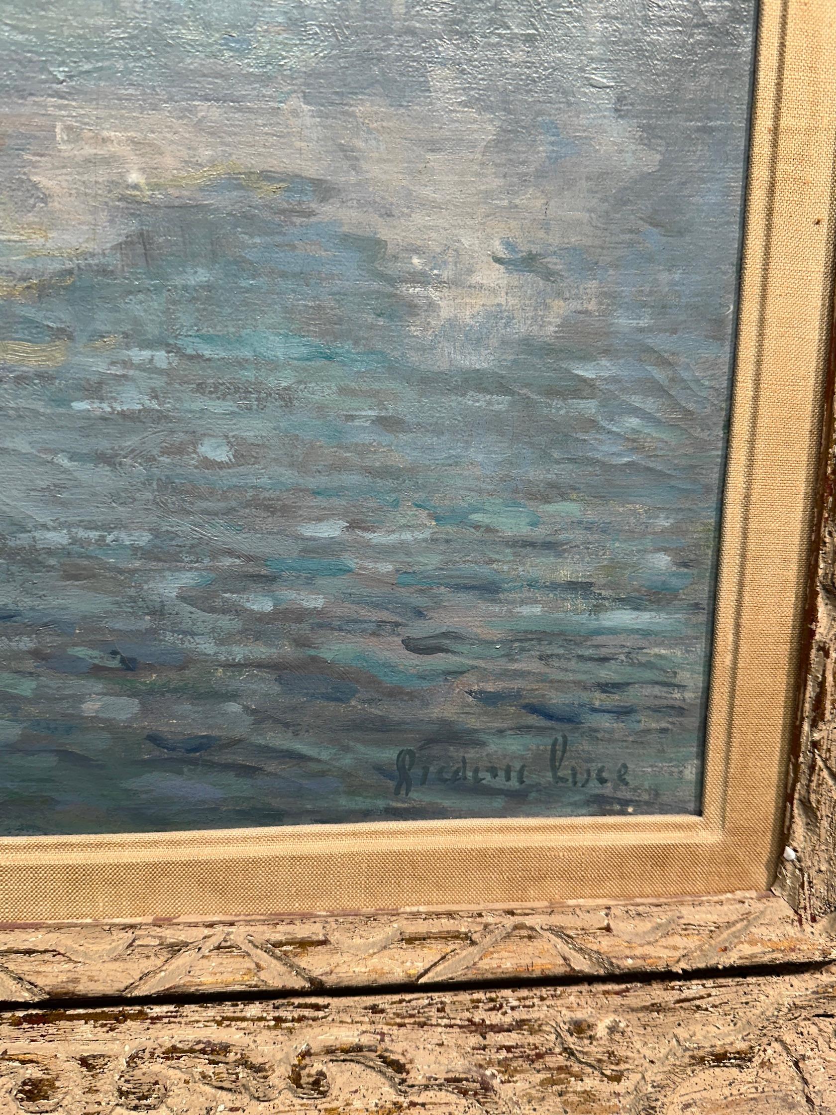 Französische impressionistische Flusslandschaft des Impressionismus, Rolleboise an der Seine, Paris  im Angebot 1