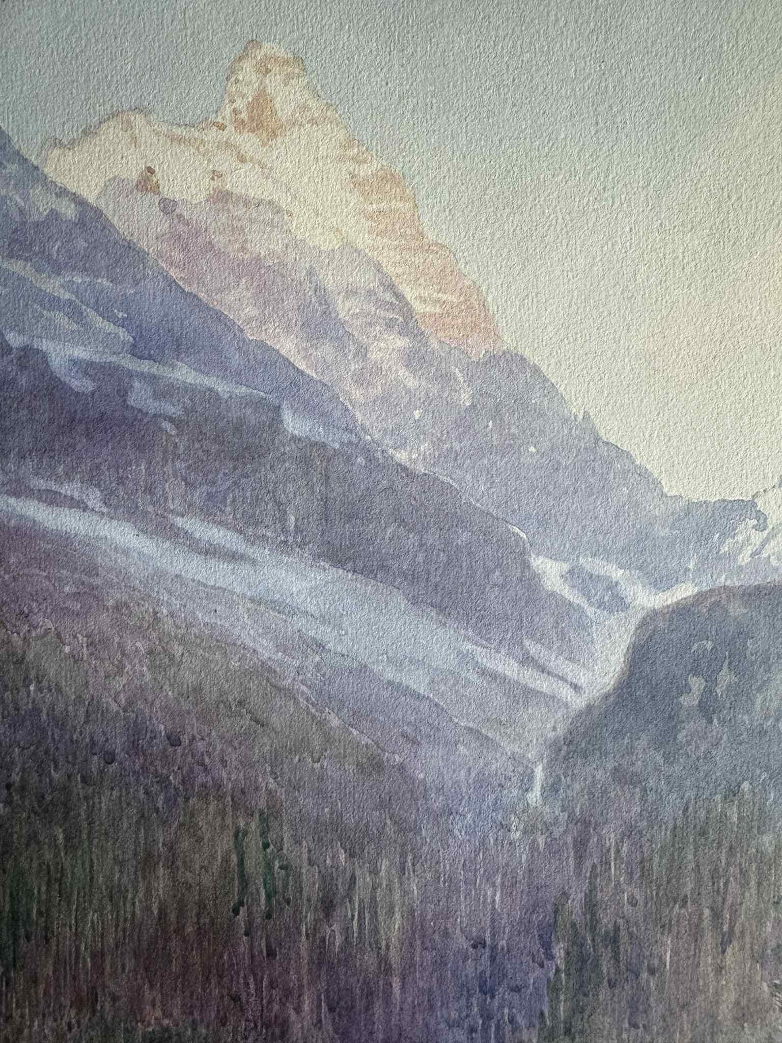 Lac dans les Rocheuses - Painting de Frederic Marlett Bell-Smith