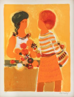 La Fleuriste, lithographie surréaliste de Frederic Menguy