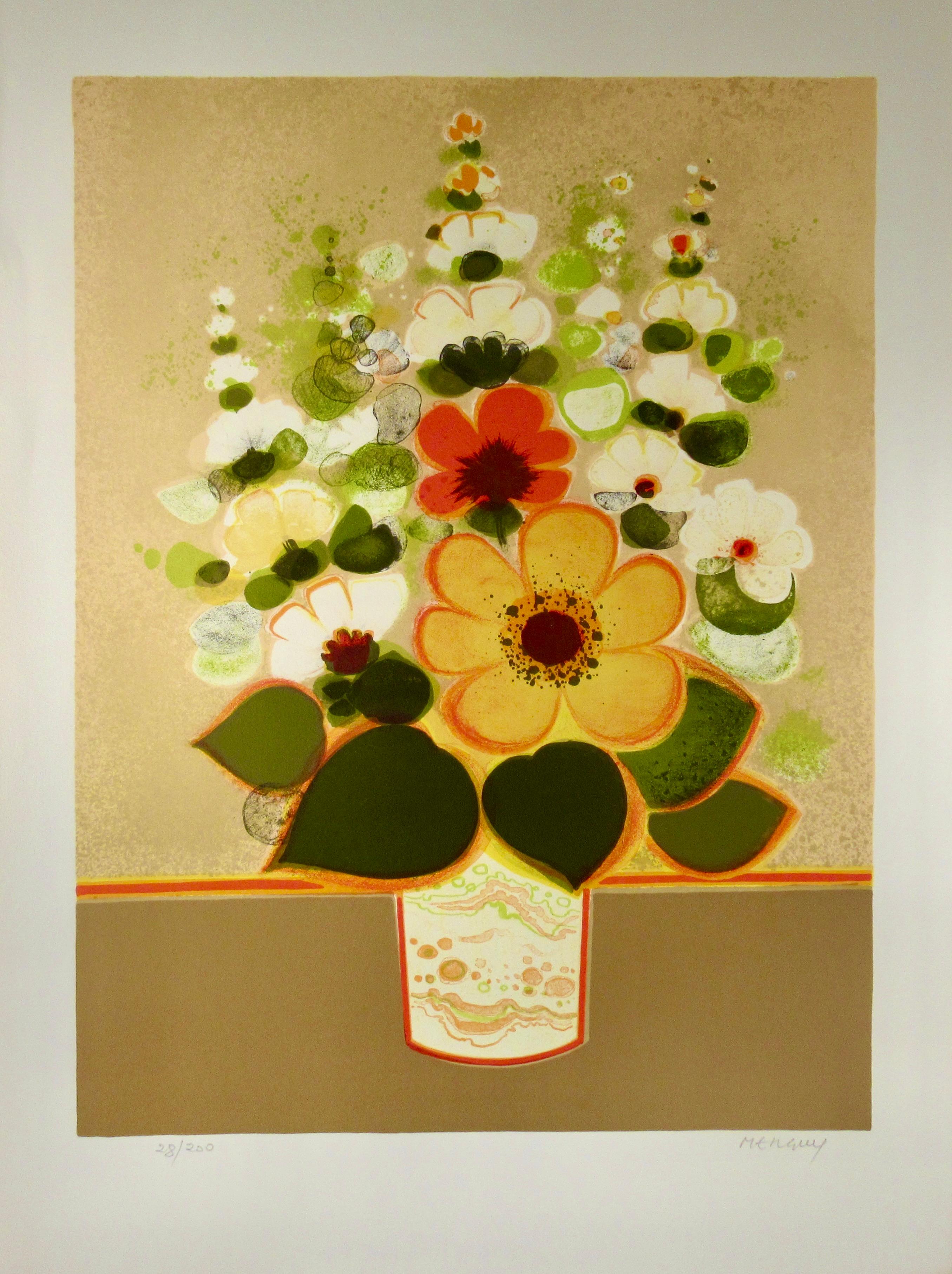 Un Vase de Fleurs III (Flowers in a Vase) - Print by Frederic Menguy
