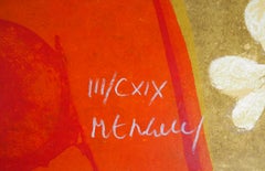 Mujer mirándose en un espejo - Litografía original, firmada a mano