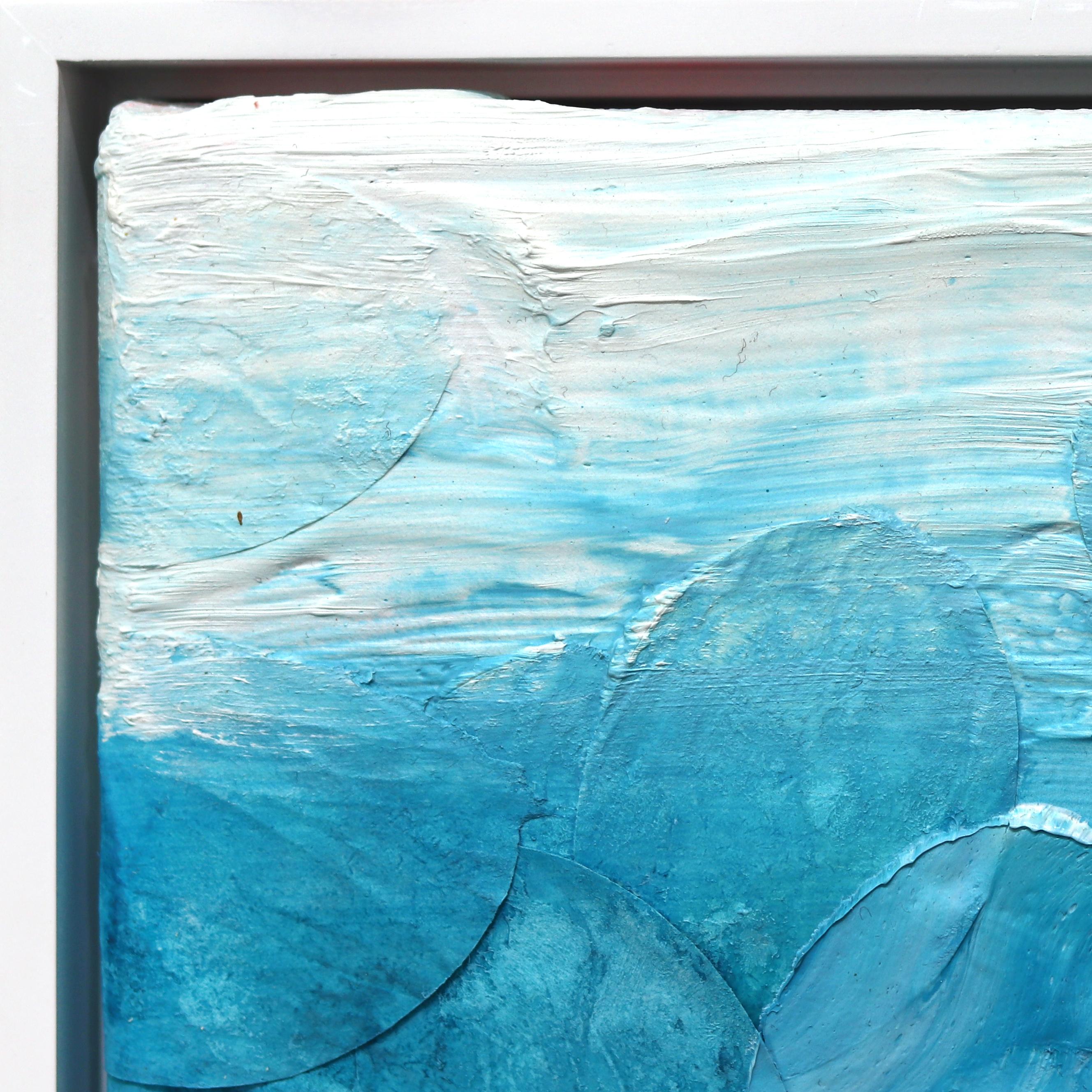 Caribbean Sea - Original Textured Blue Tone Abstract Landscape Artwork Framed - Painting Astratto di Frederic Paul
