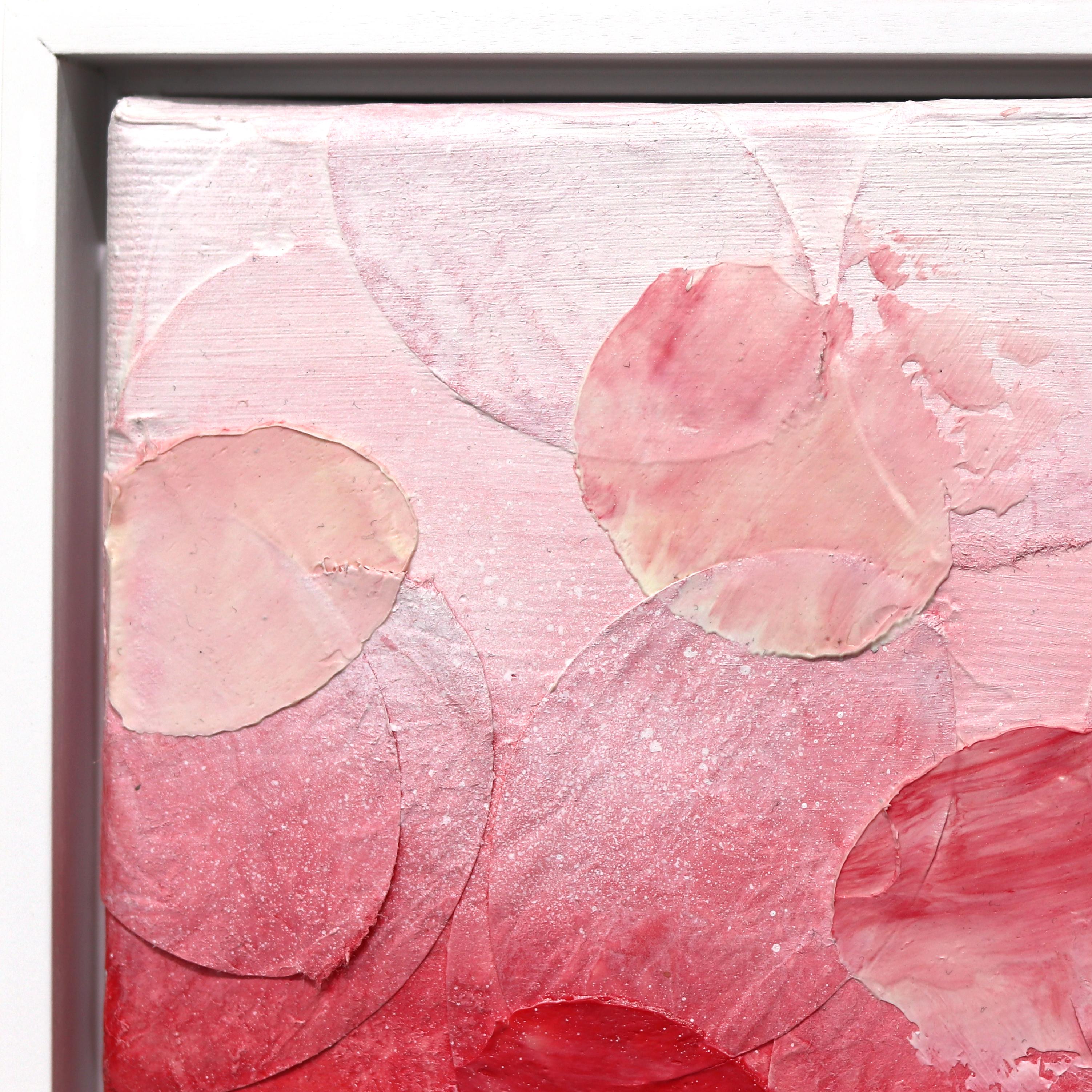 Eternal Bloom - Original Vibrant Red Pink Tone Textured Abstract Artwork Framed For Sale 1