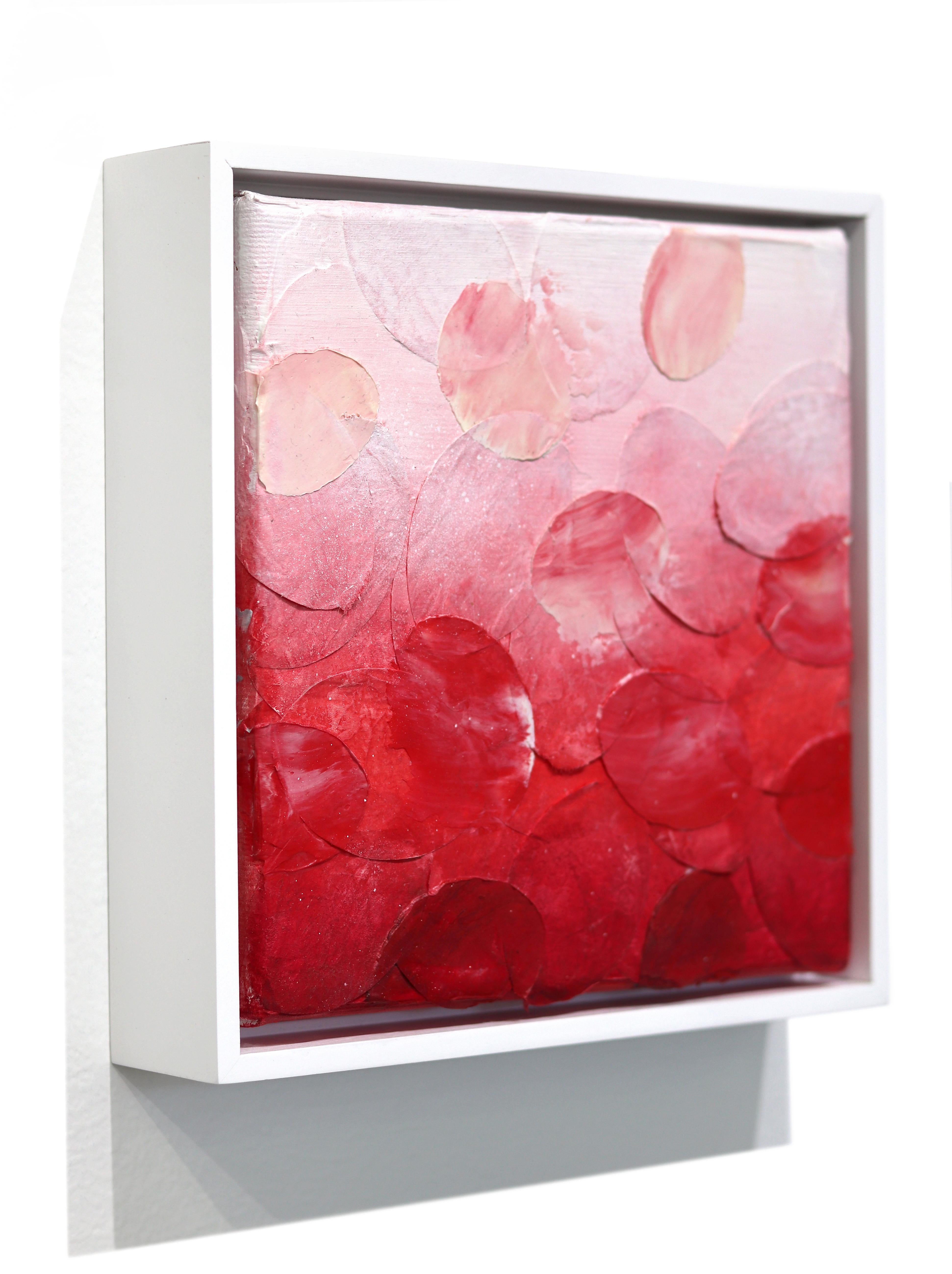 Eternal Bloom - Original Vibrant Red Pink Tone Textured Abstract Artwork Framed For Sale 2