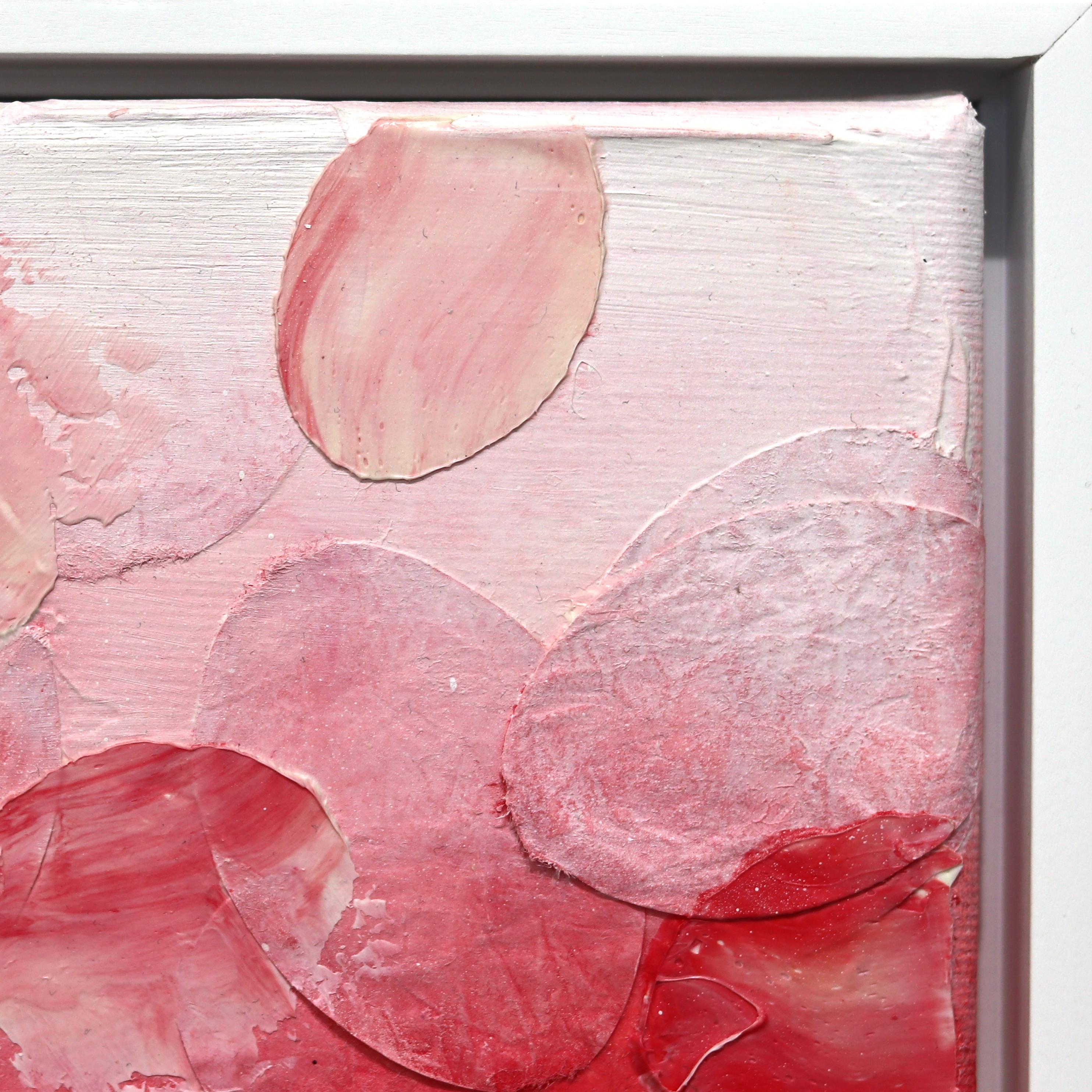 Eternal Bloom - Original Vibrant Red Pink Tone Textured Abstract Artwork Framed For Sale 3