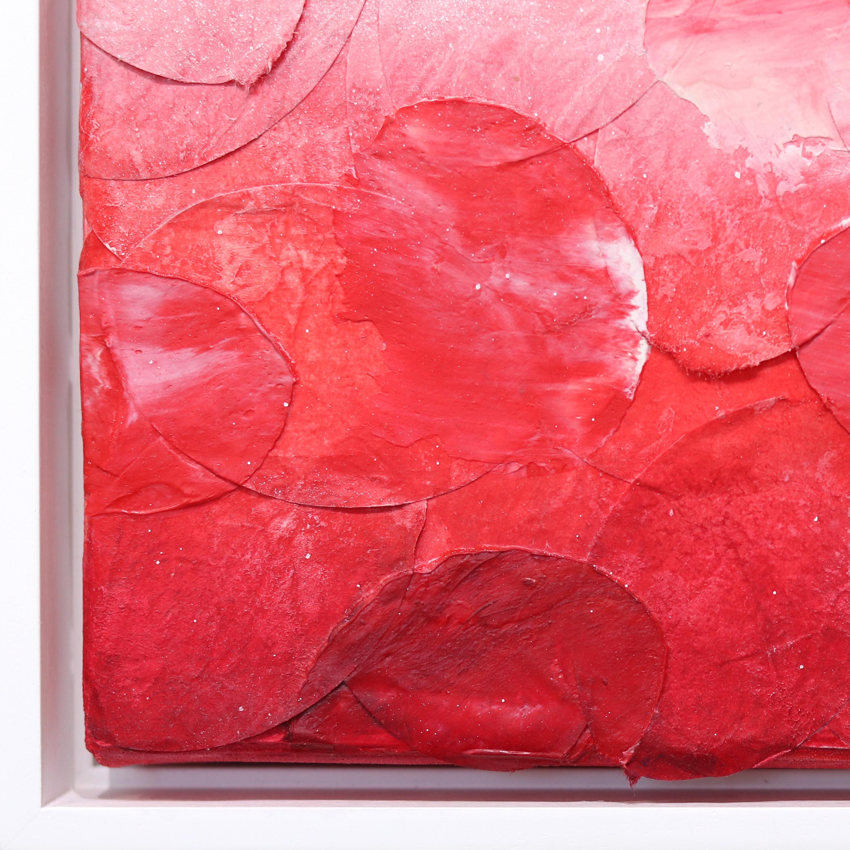 Eternal Bloom - Original Vibrant Red Pink Tone Textured Abstract Artwork Framed For Sale 5