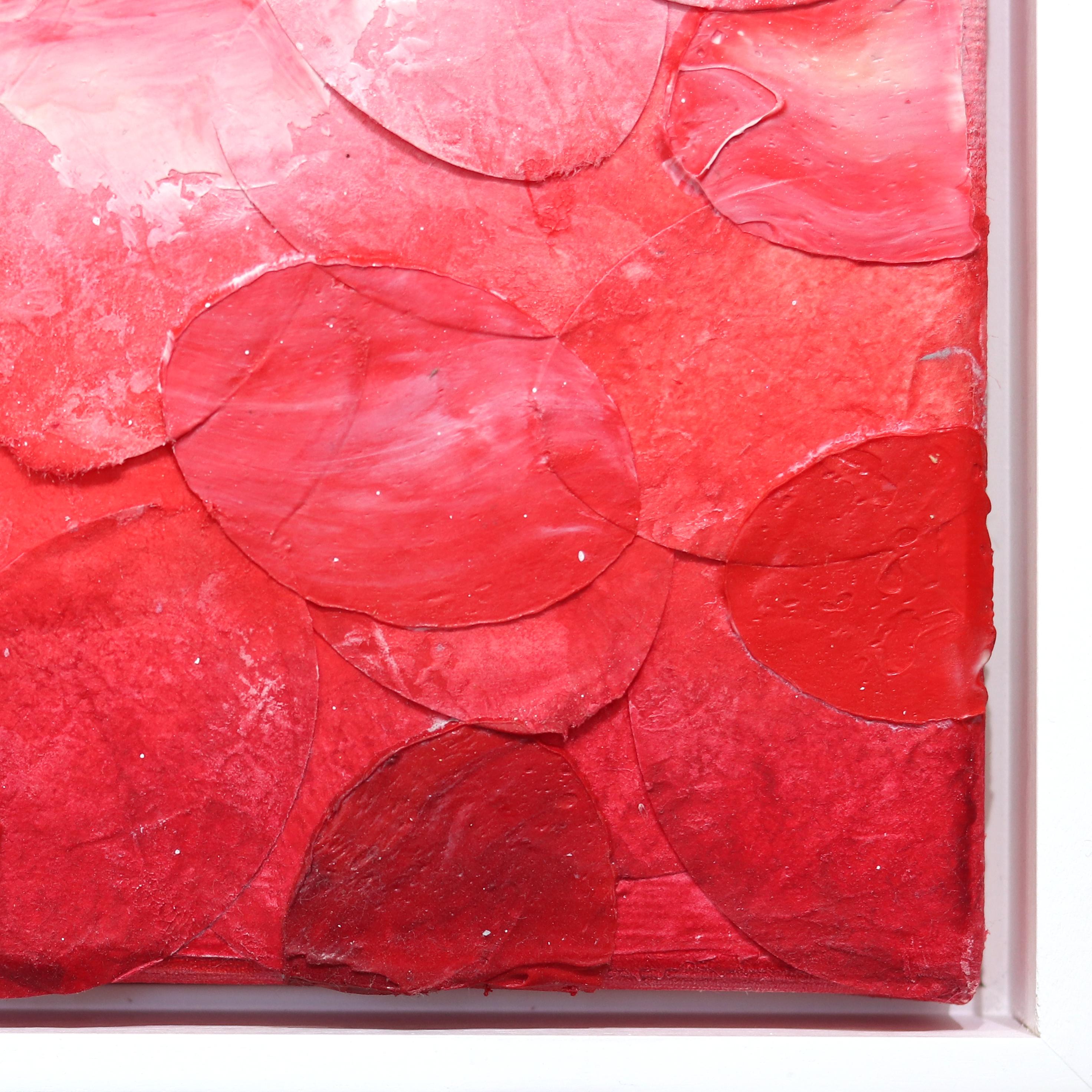 Eternal Bloom - Original Vibrant Red Pink Tone Textured Abstract Artwork Framed For Sale 6