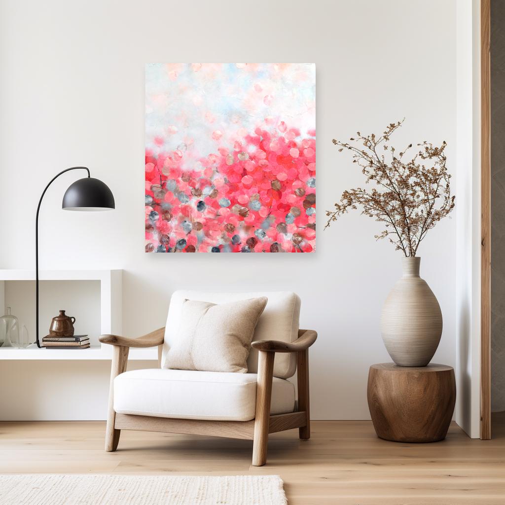 Eternal Sakura - Oeuvre d'art originale texturée de paysage rose fluo - Abstrait Mixed Media Art par Frederic Paul