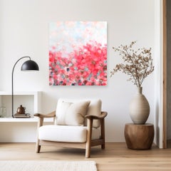 Eternal Sakura - Original Textured Neon Pink Landscape Artwork