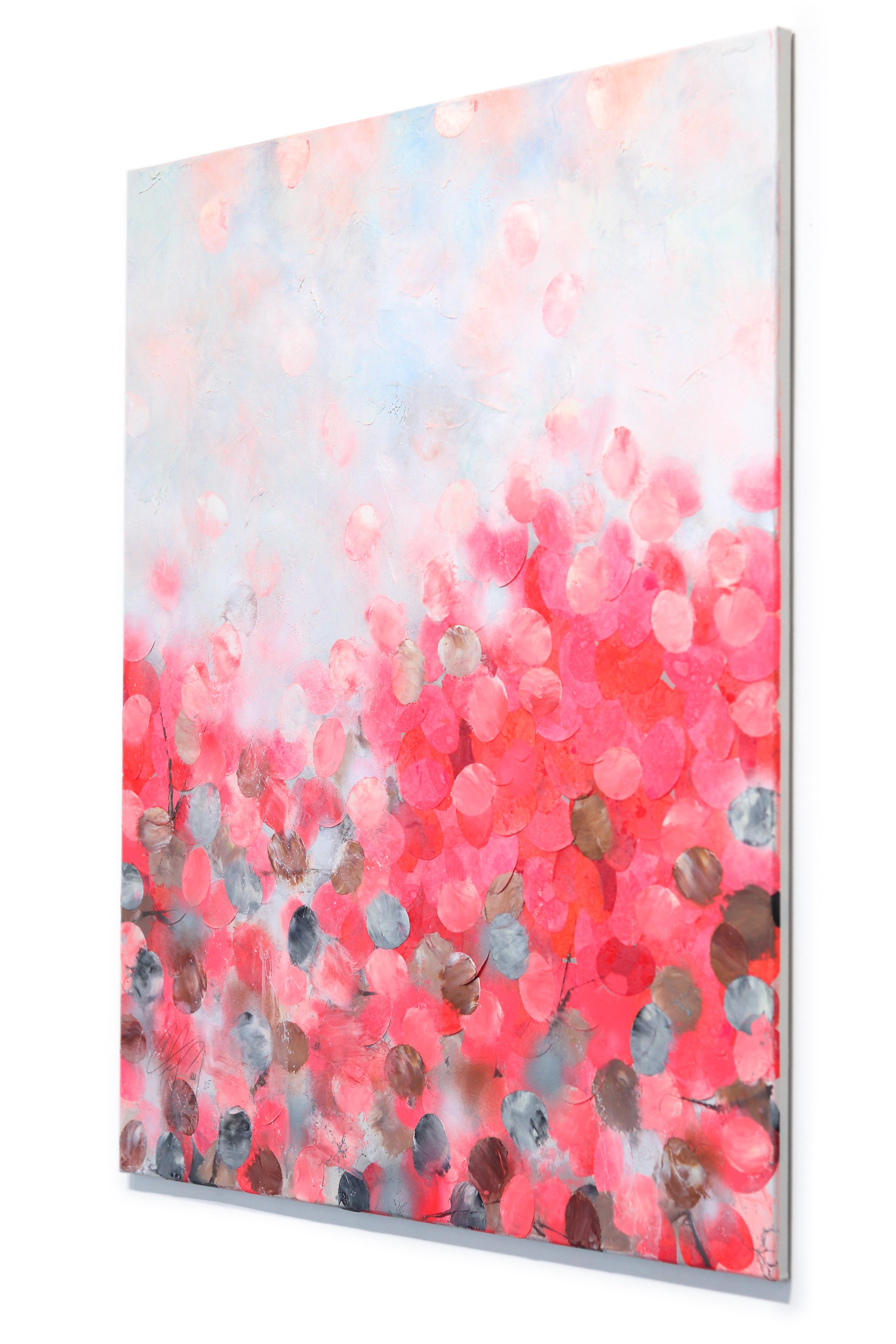 Eternal Sakura - Oeuvre d'art originale texturée de paysage rose fluo en vente 1