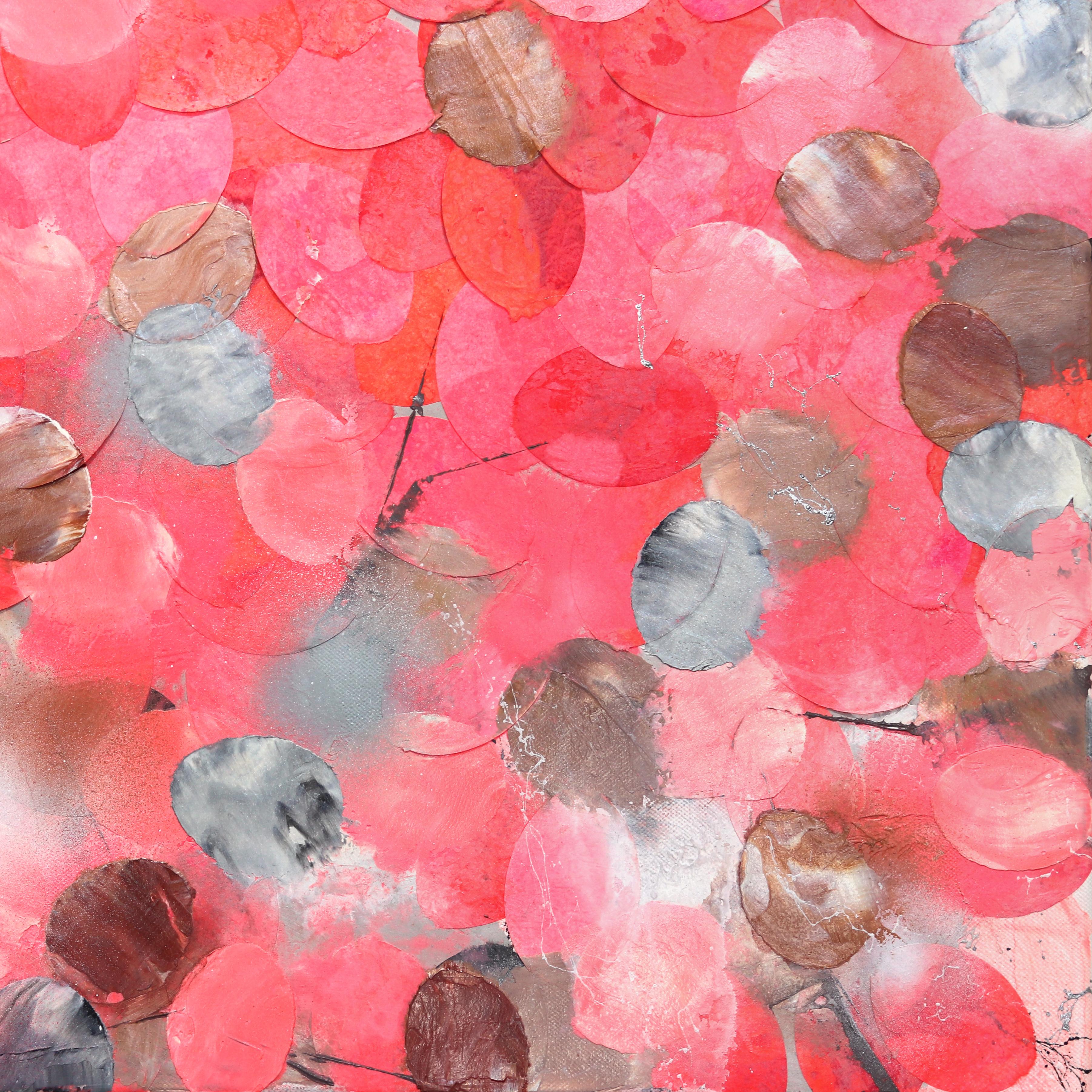 Eternal Sakura - Oeuvre d'art originale texturée de paysage rose fluo en vente 5