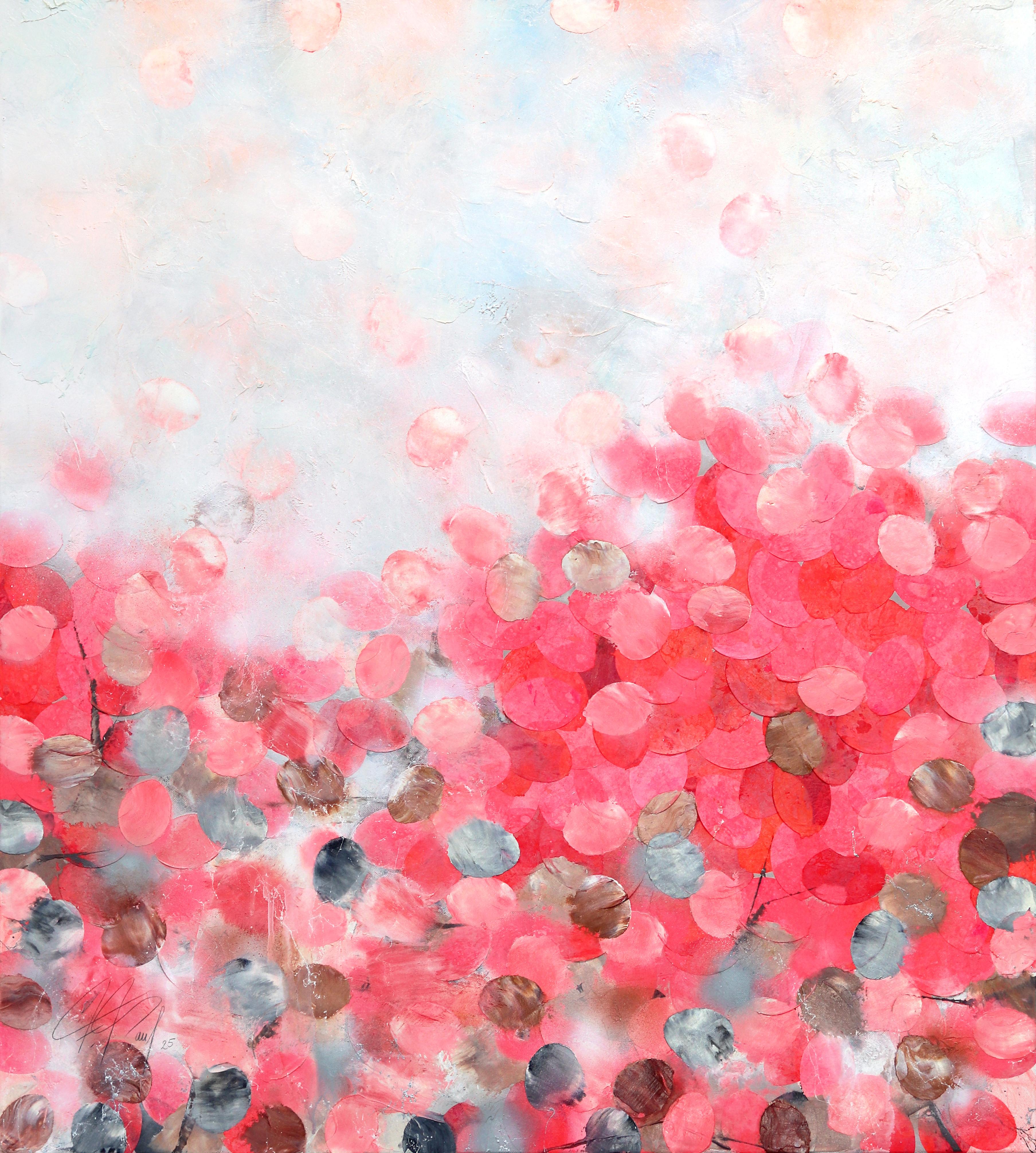 Sakura, œuvre d'art originale texturée de couleur rose douce et abstraite