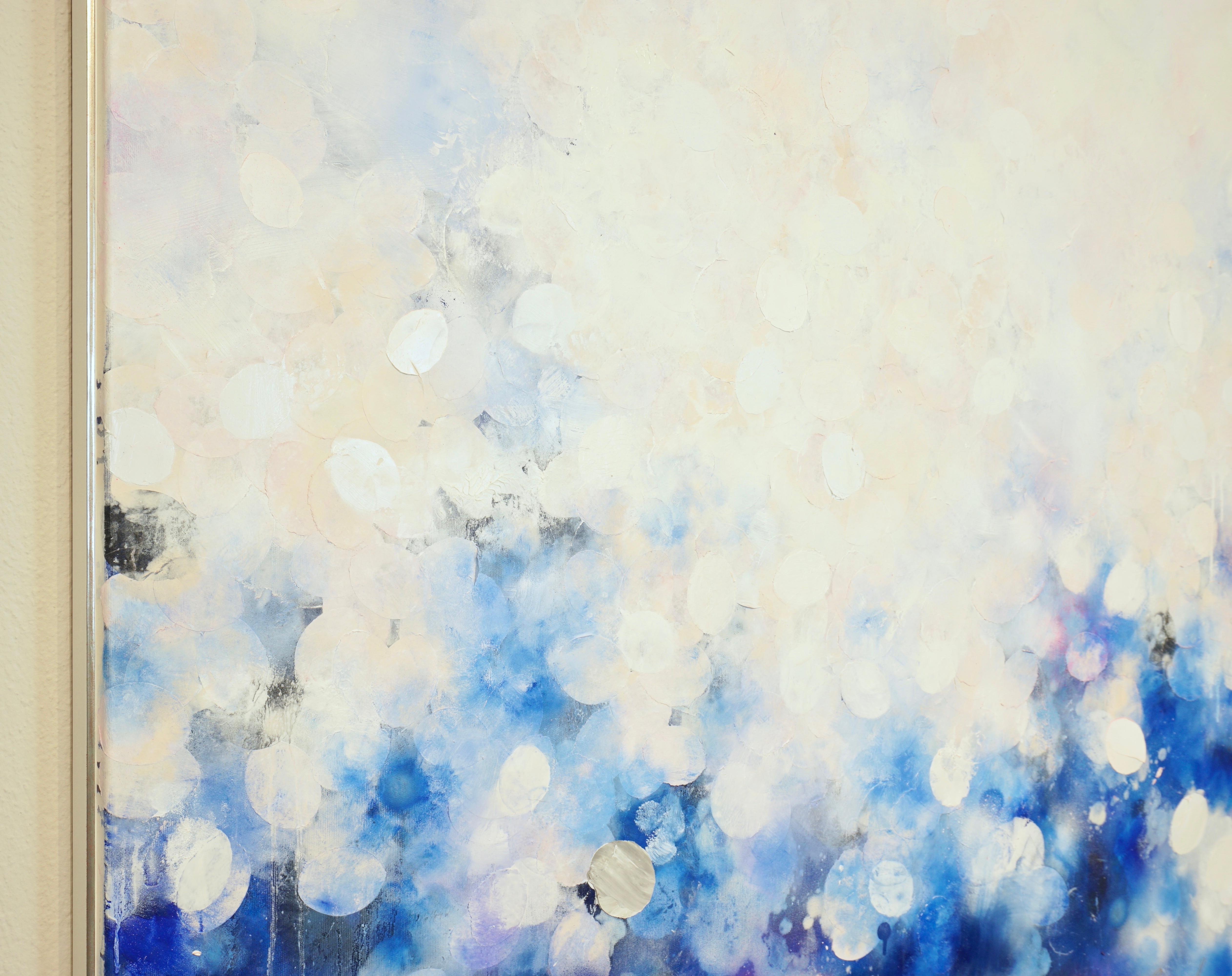 Fleur Blanche - abstract art, contemporary art, 21st C, modern art, flower, blue 1