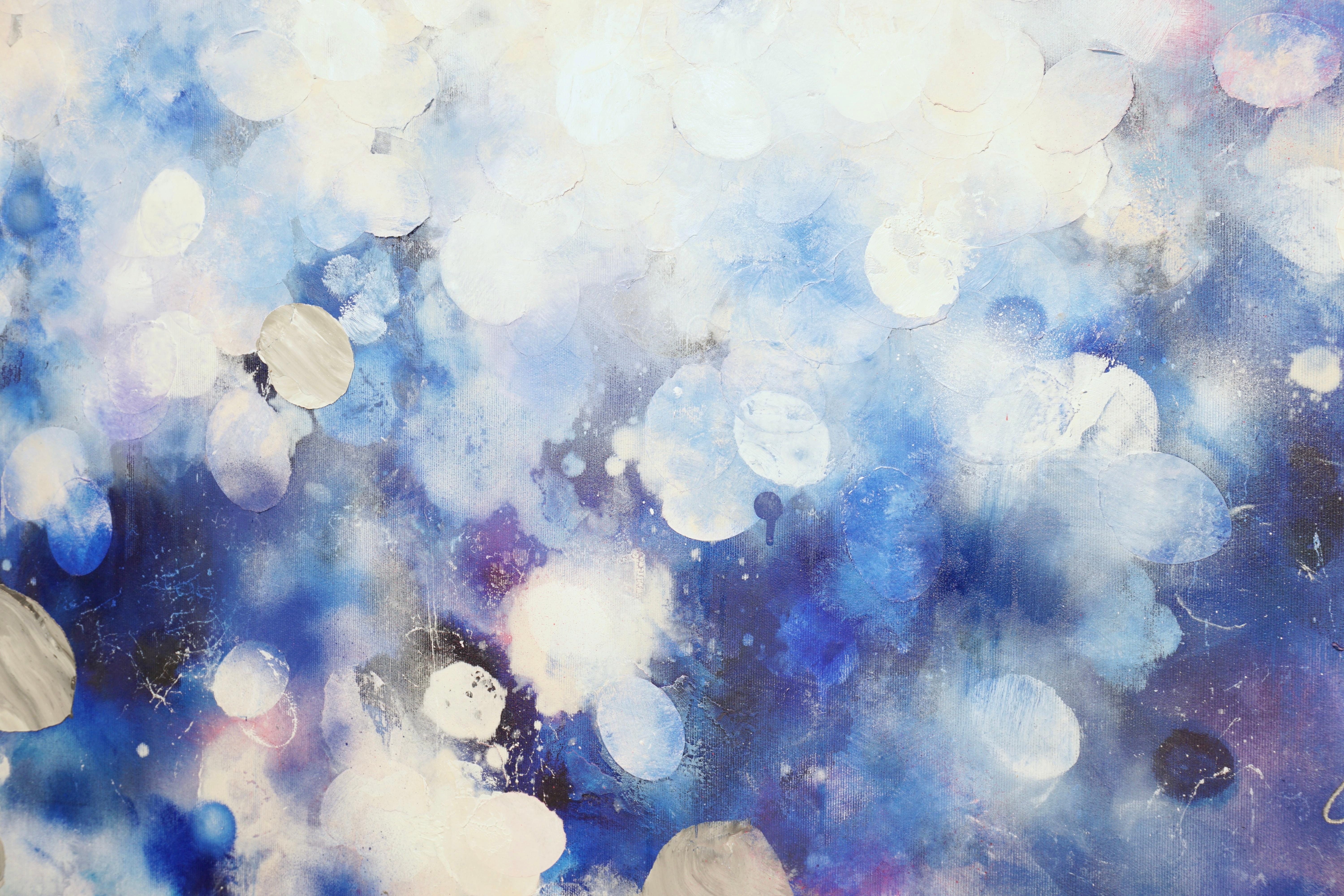 Fleur Blanche - abstract art, contemporary art, 21st C, modern art, flower, blue 2