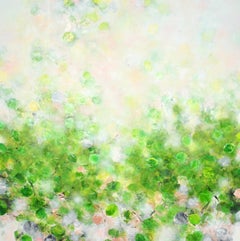 Forest Glade - abstract art, contemporary art, modern, green, rose, Nature, 21st