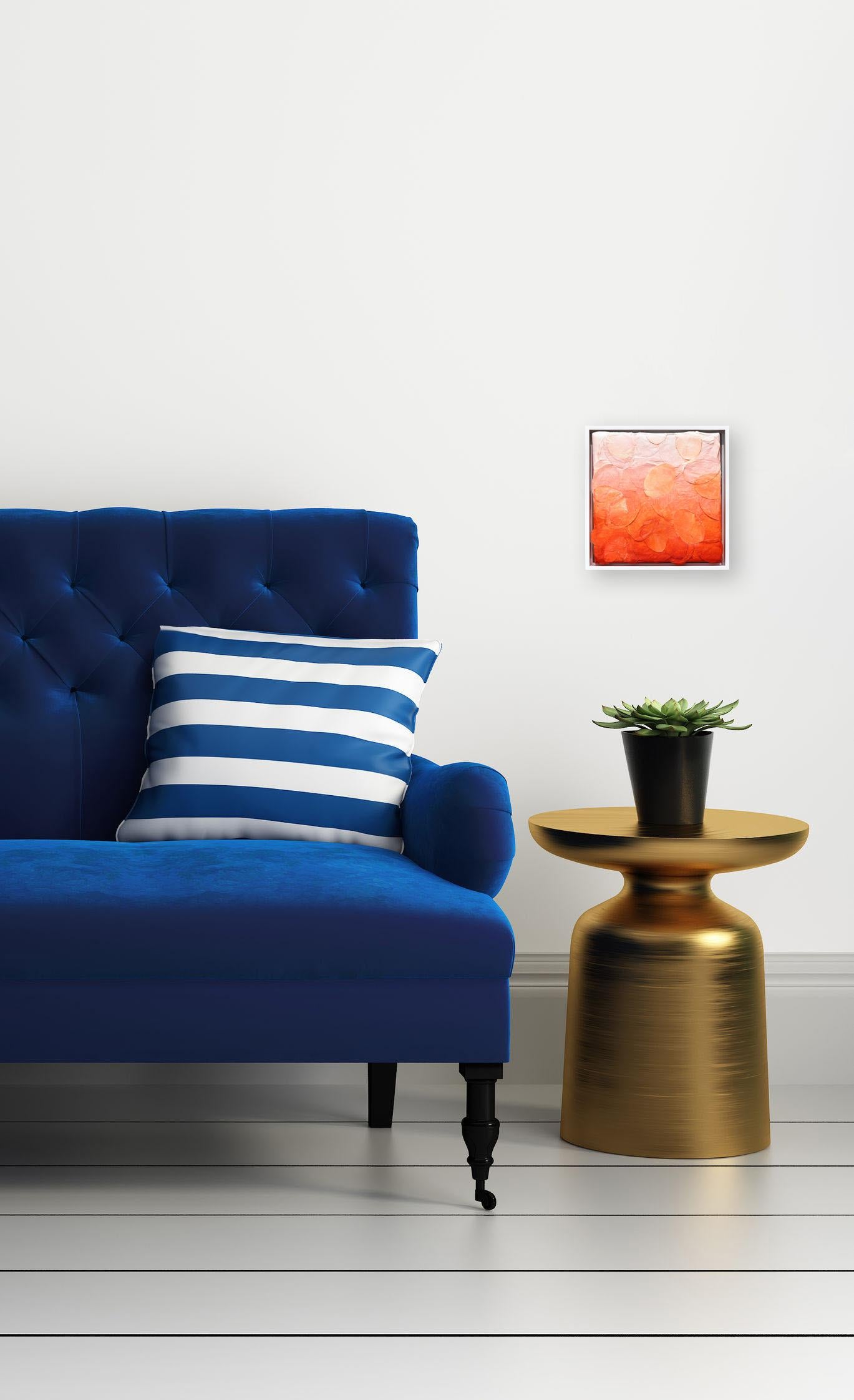 Glowing Sunset II - Originale opera d'arte astratta con texture dai toni caldi e vibranti, incorniciata - Mixed Media Art Astratto di Frederic Paul
