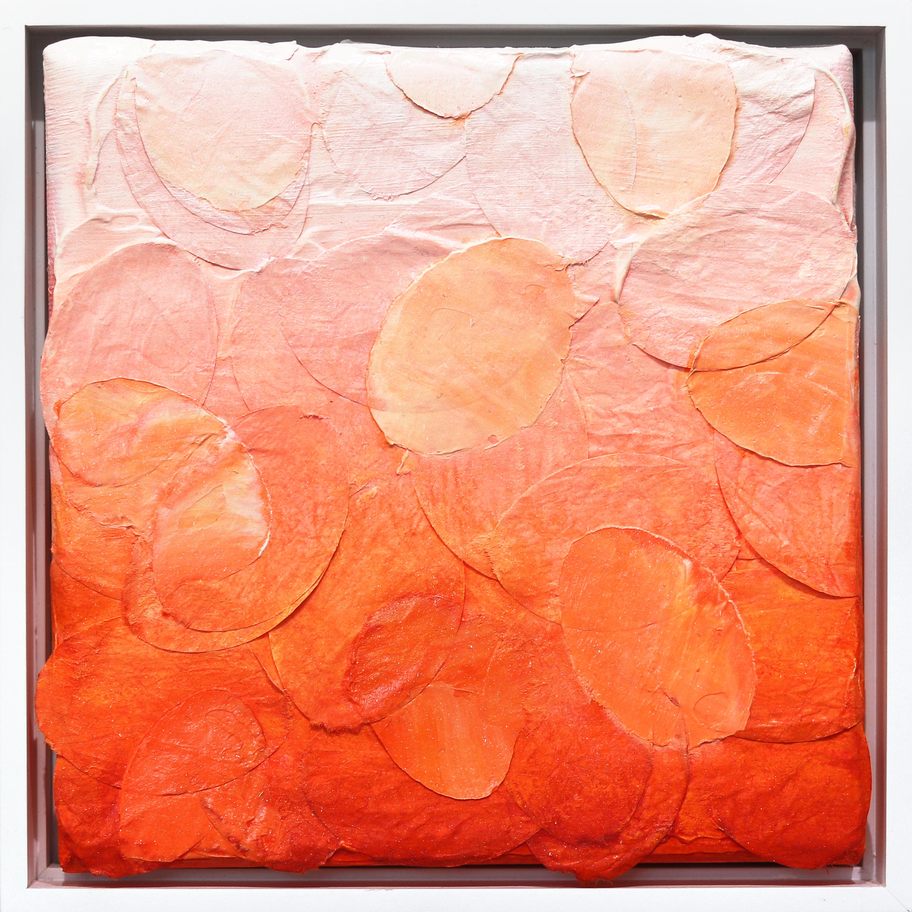 Glowing Sunset II - Originale opera d'arte astratta con texture dai toni caldi e vibranti, incorniciata - Mixed Media Art di Frederic Paul