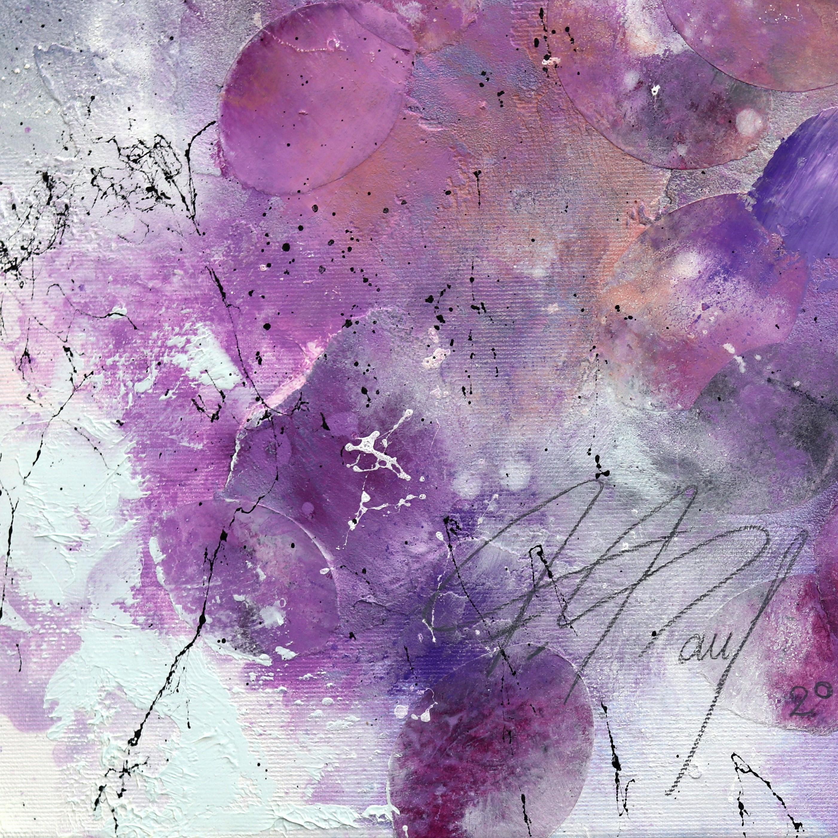 Lavender Field II - Textured Purple Original Abstract Landscape Artwork For Sale 1