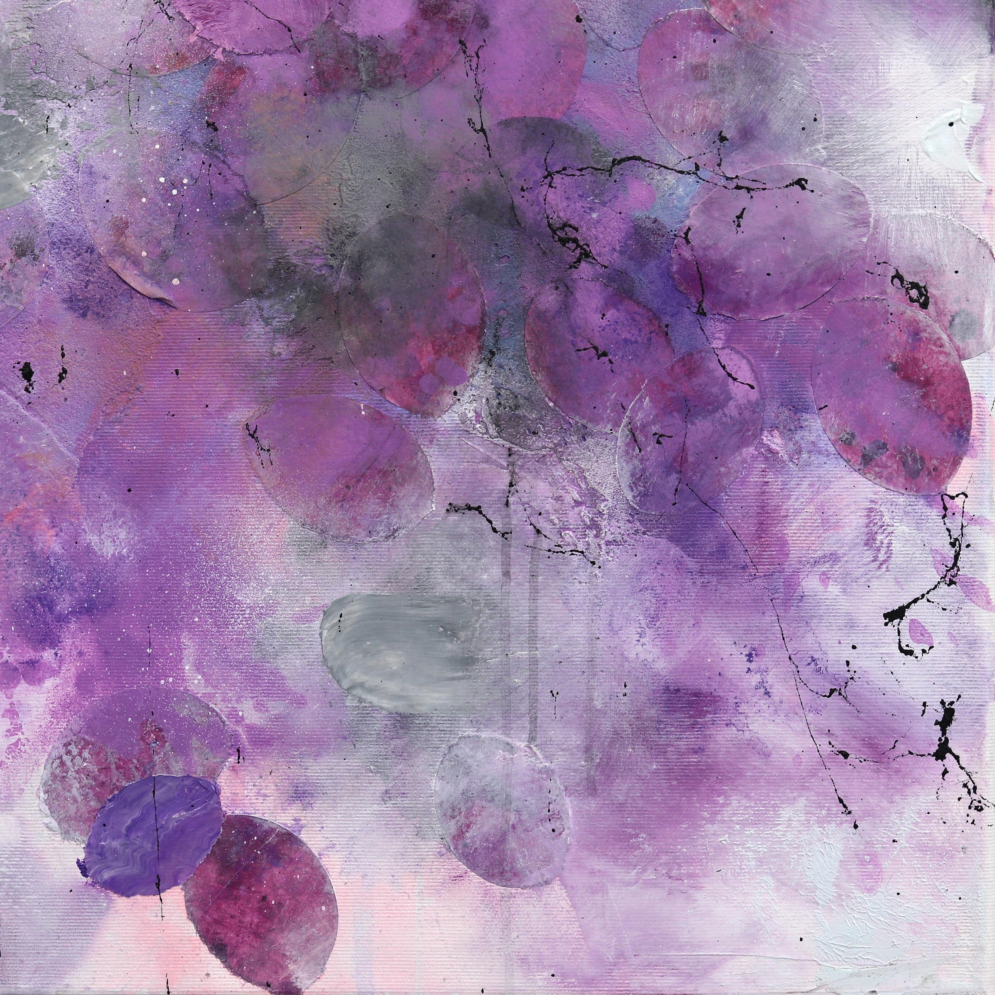 Lavendel Field II - Texturiertes lila Original Abstraktes Landschaftskunstwerk im Angebot 4