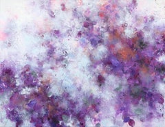 Lavender Field II - Textured Purple Original Abstract Landscape Artwork