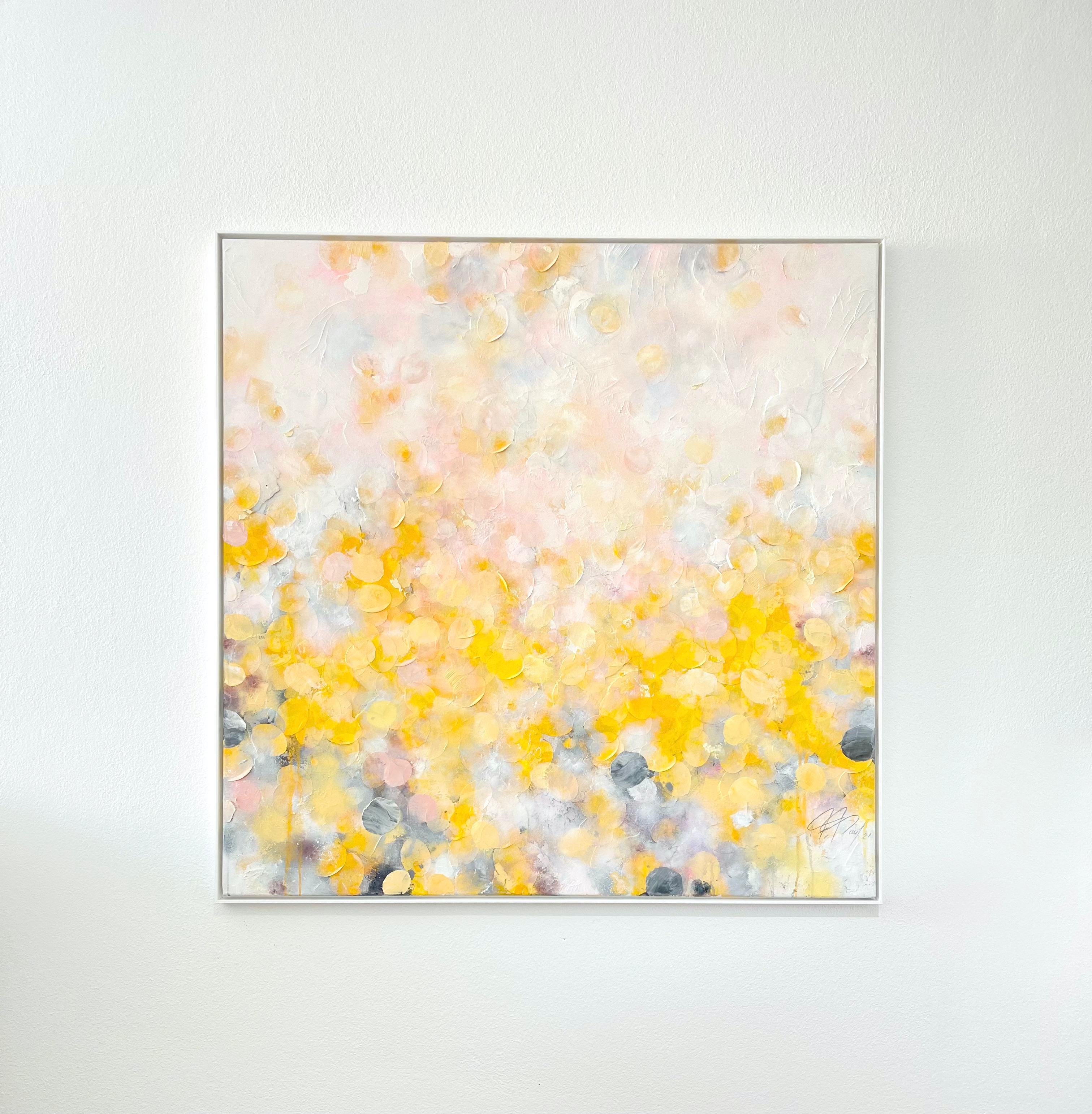 Longing for Sun II - abstract art, contemporary art, modern, yellow, rose, Natur - Painting by Frederic Paul