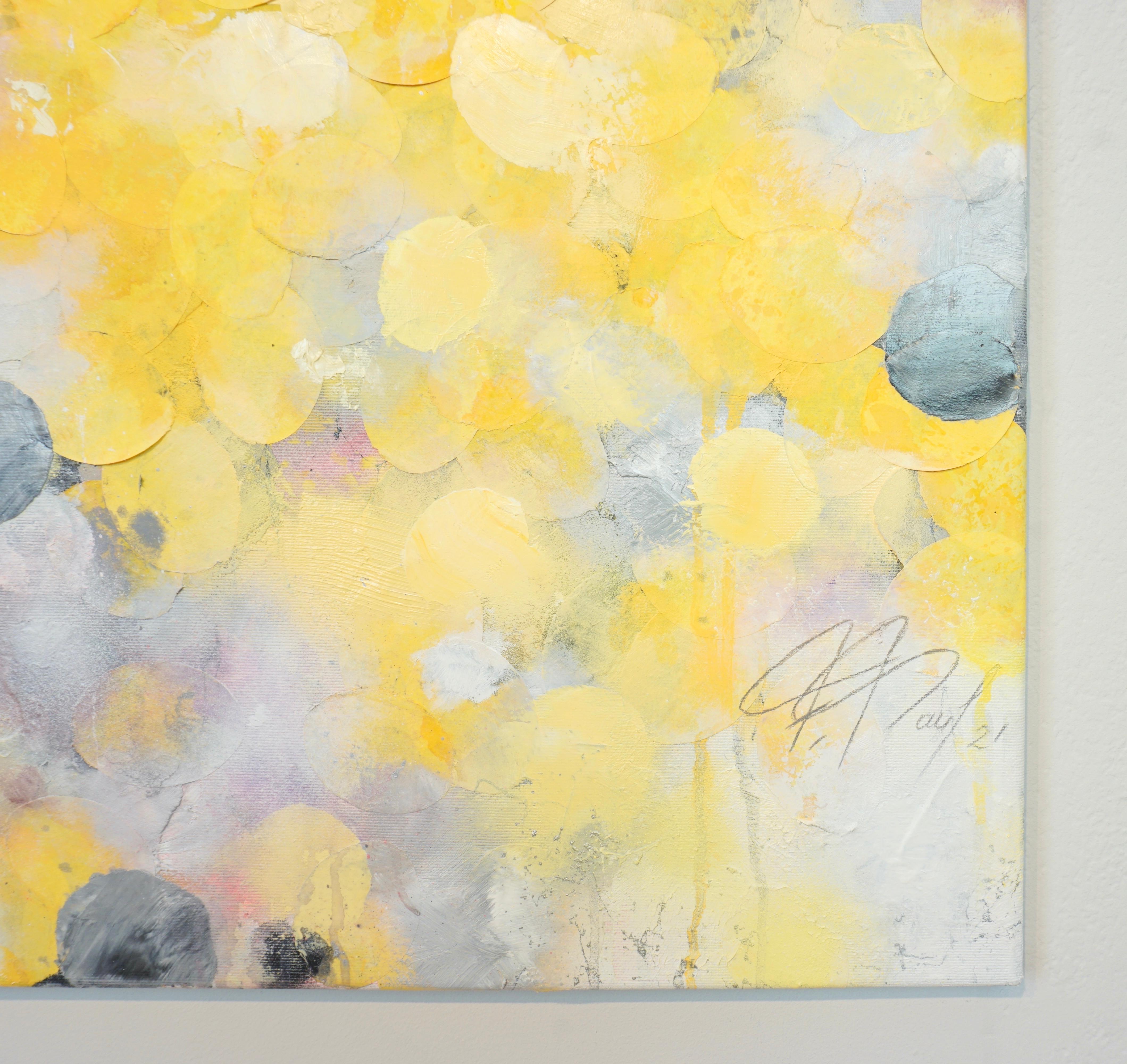 Longing for Sun II - abstract art, contemporary art, modern, yellow, rose, Natur im Angebot 1