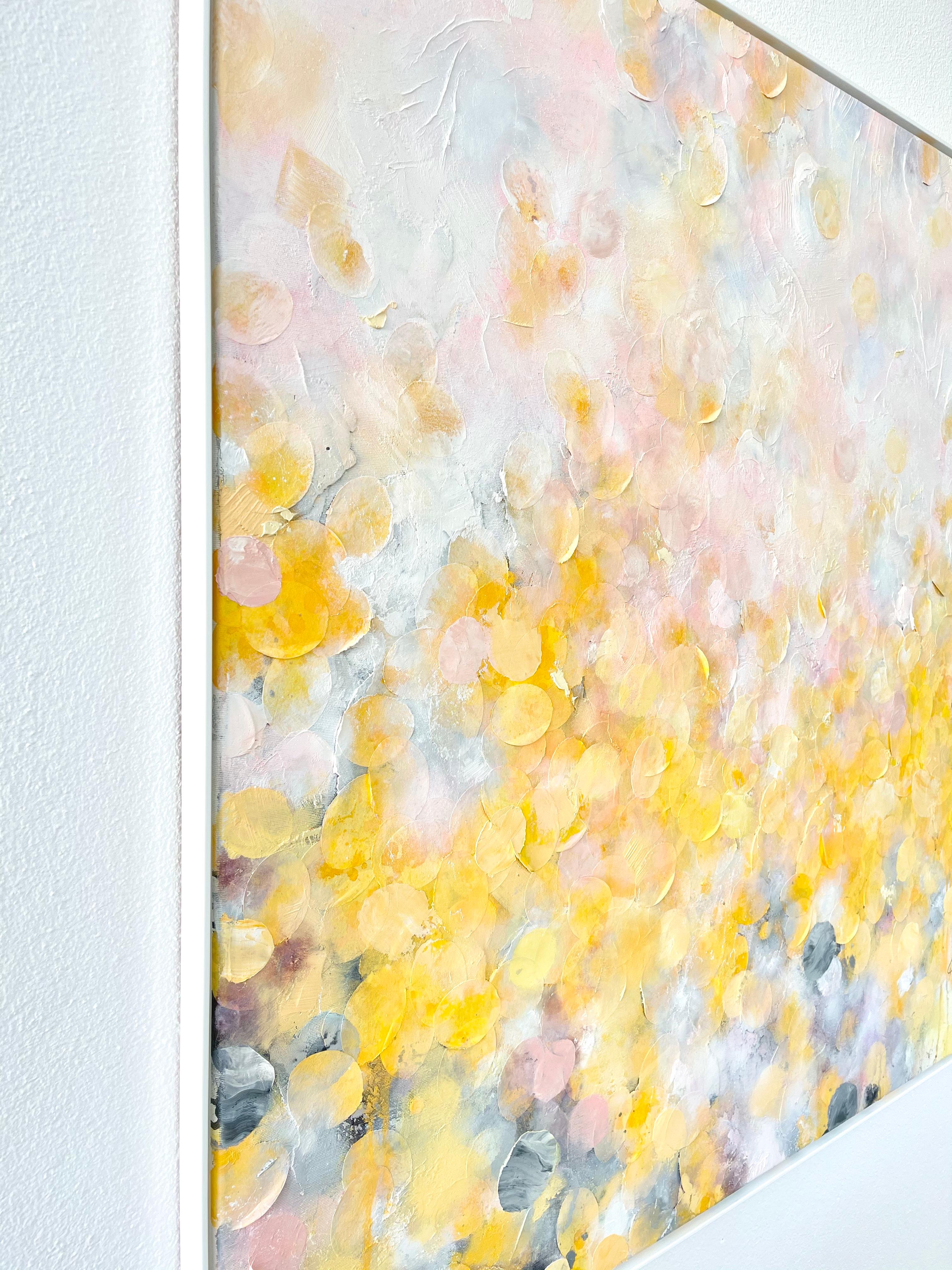Longing for Sun II - abstract art, contemporary art, modern, yellow, rose, Natur For Sale 1
