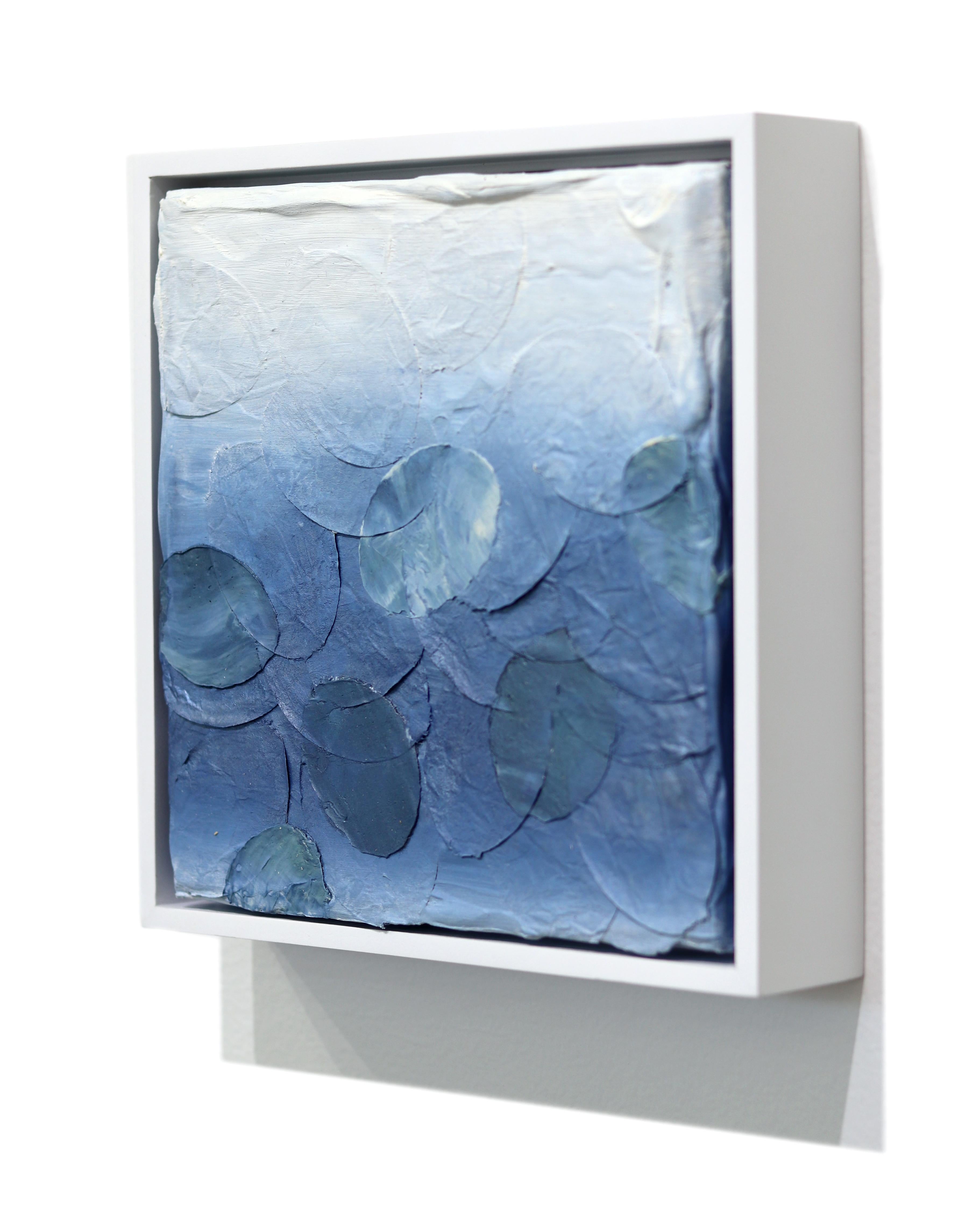 Azul Acero - Obra de Arte Original en Técnica Mixta Abstracta con Textura en Tonos Fríos Enmarcada en venta 1