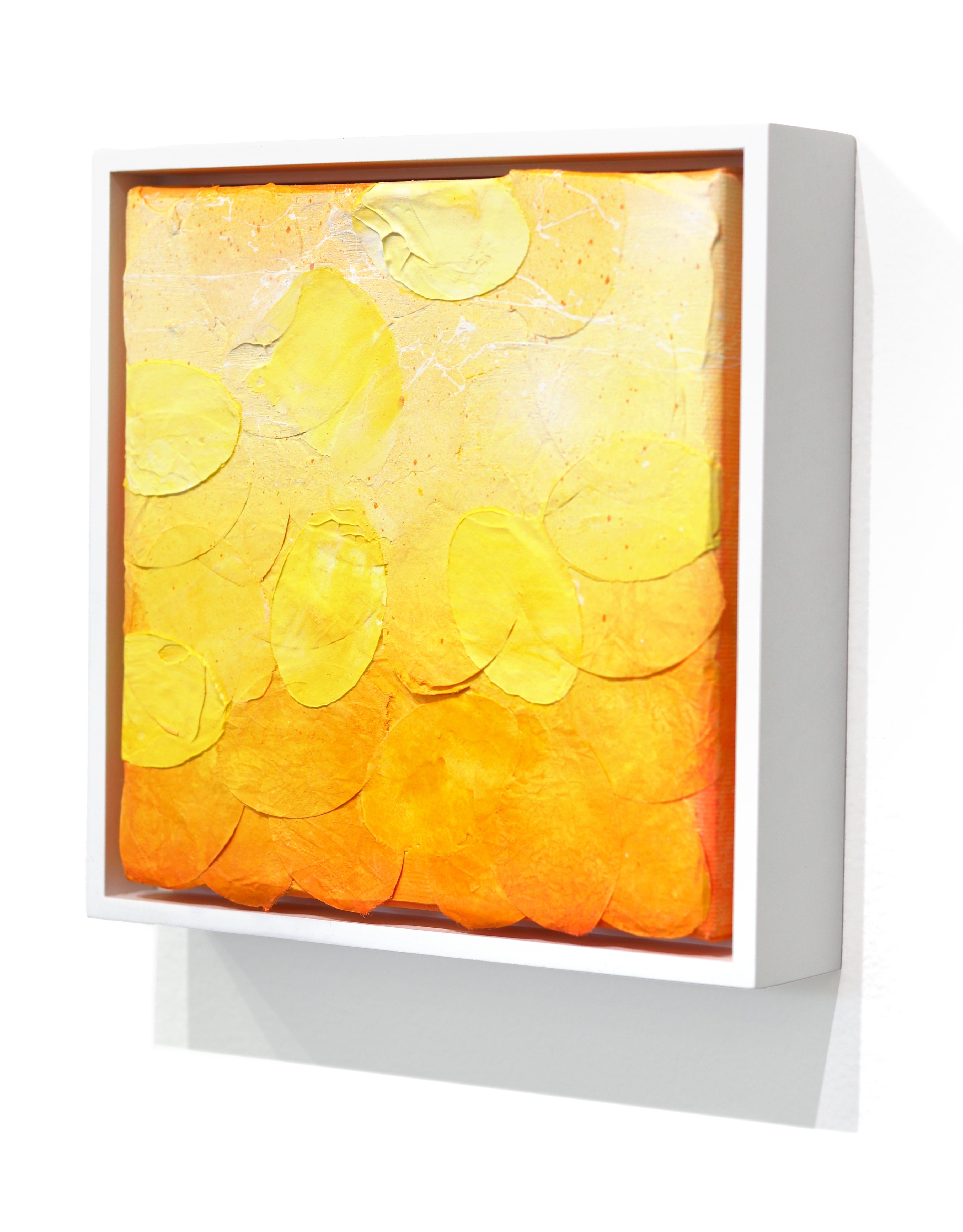 Sunrise II - Original Vibrant Yellow Tone Textured Abstract Artwork Framed For Sale 1
