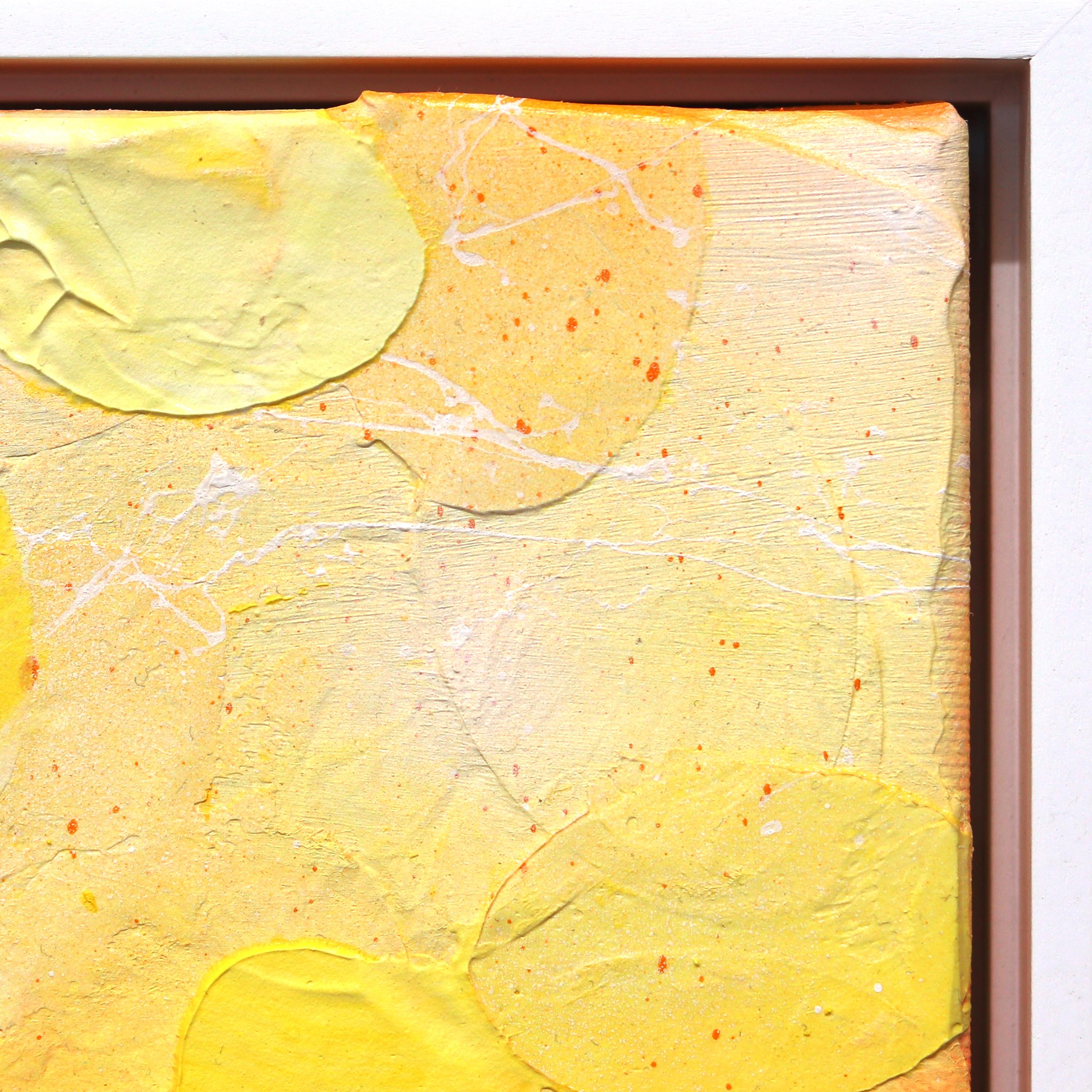 Sunrise II - Original Vibrant Yellow Tone Textured Abstract Artwork Framed For Sale 2