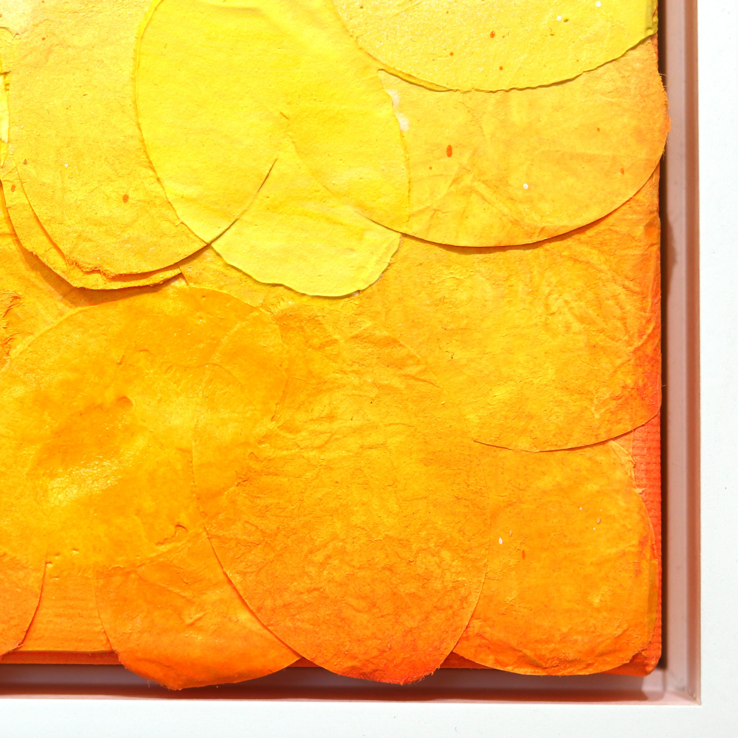 Sunrise II - Original Vibrant Yellow Tone Textured Abstract Artwork Framed For Sale 4