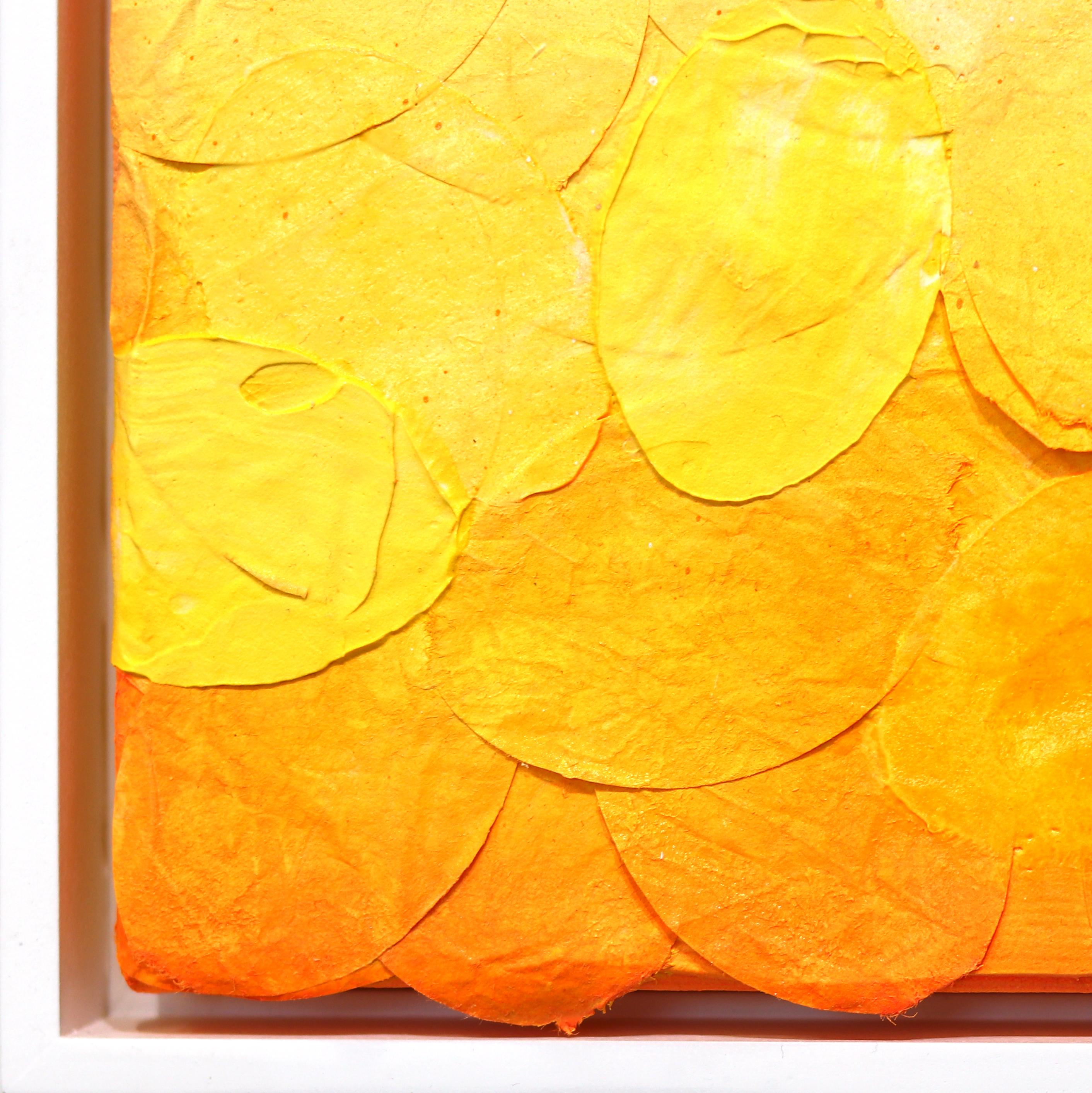Sunrise II - Original Vibrant Yellow Tone Textured Abstract Artwork Framed For Sale 5