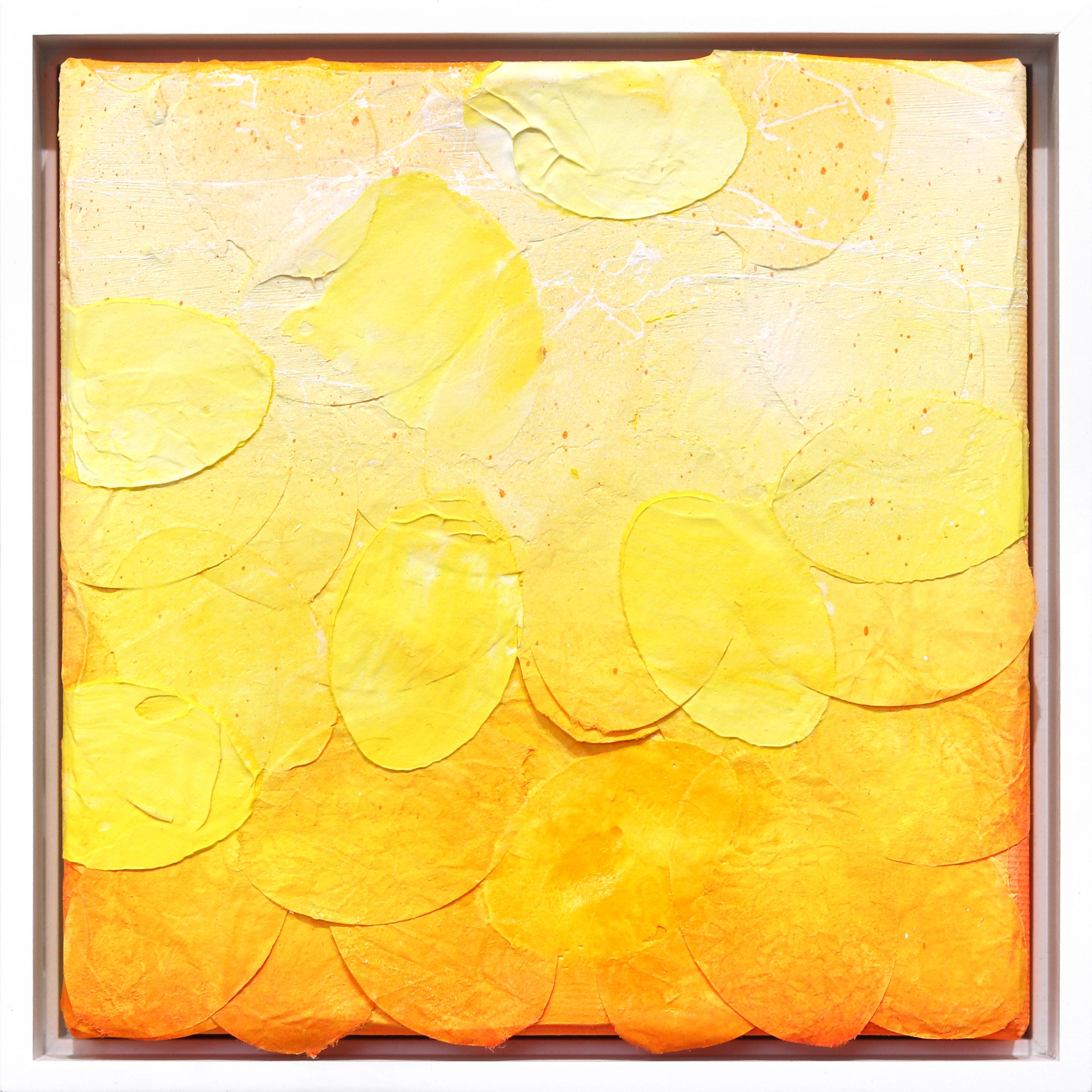 Frederic Paul Abstract Painting - Sunrise II - Original Vibrant Yellow Tone Textured Abstract Artwork Framed