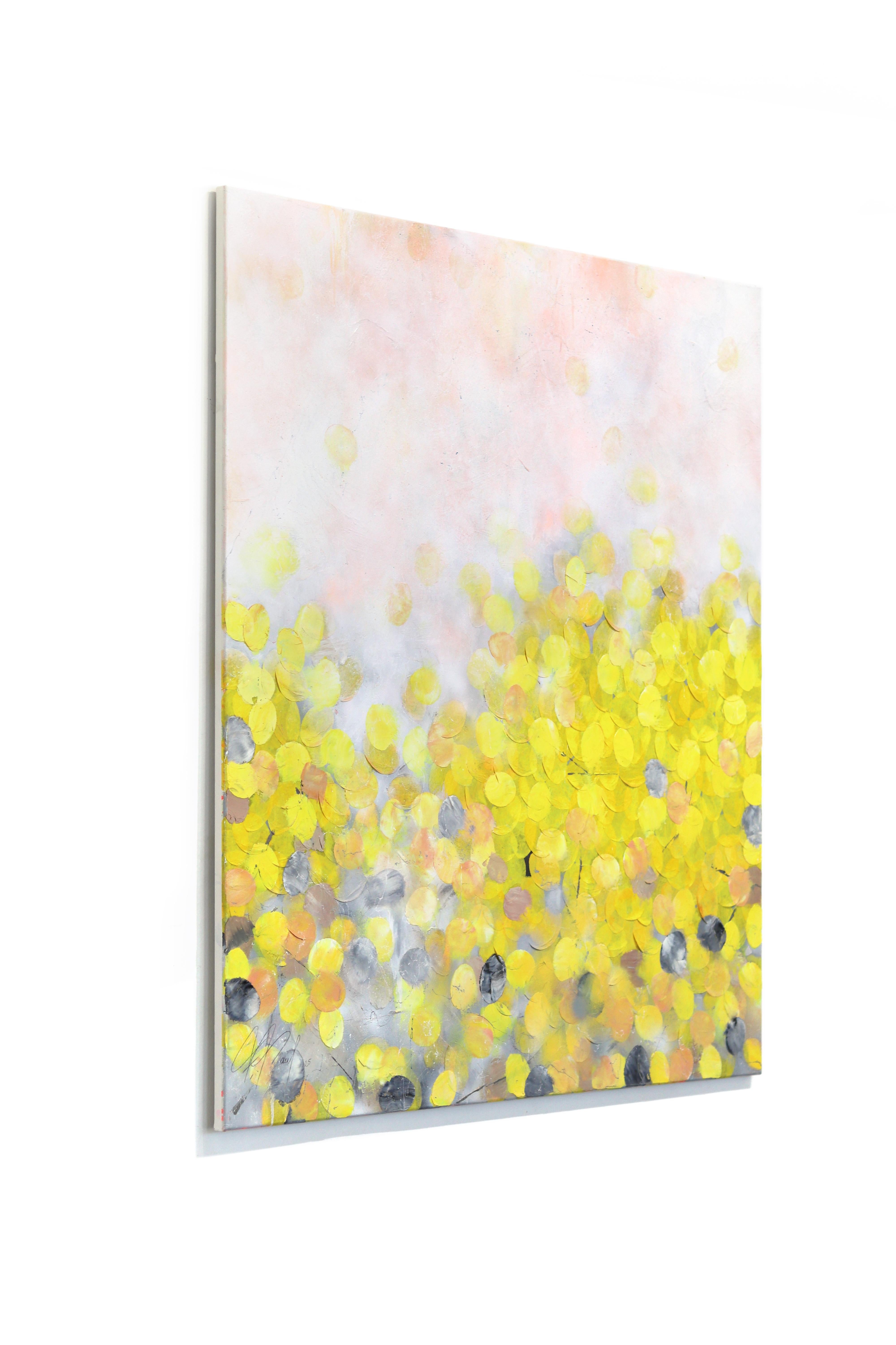 Whispers of the Sun - Textured Yellow and Soft Tone Abstract Landscape Artwork For Sale 2