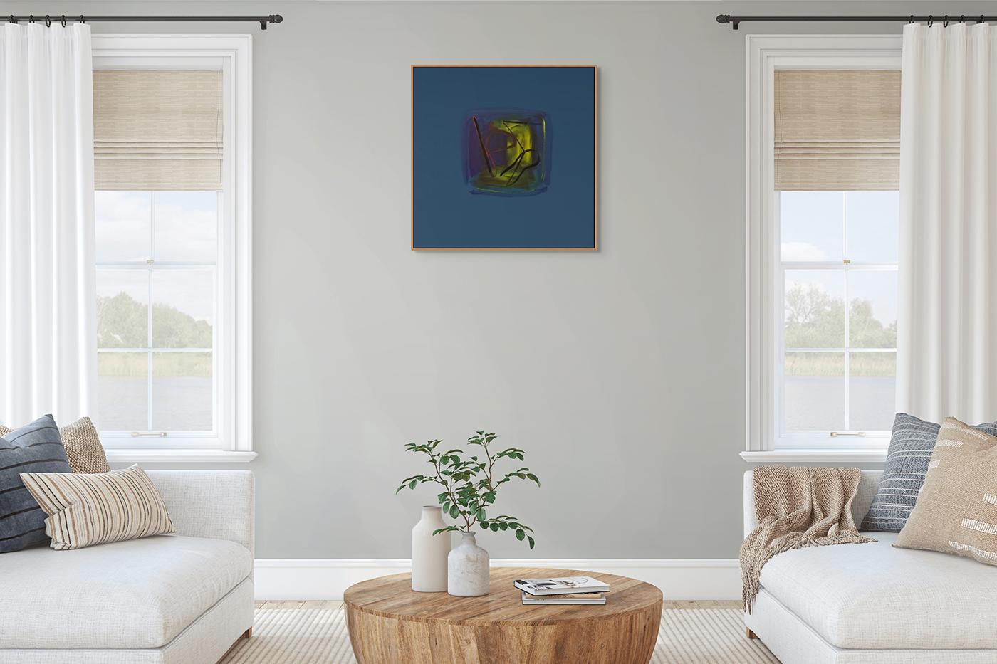 Bleu (Pittura astratta) - Painting di Frédéric Prat