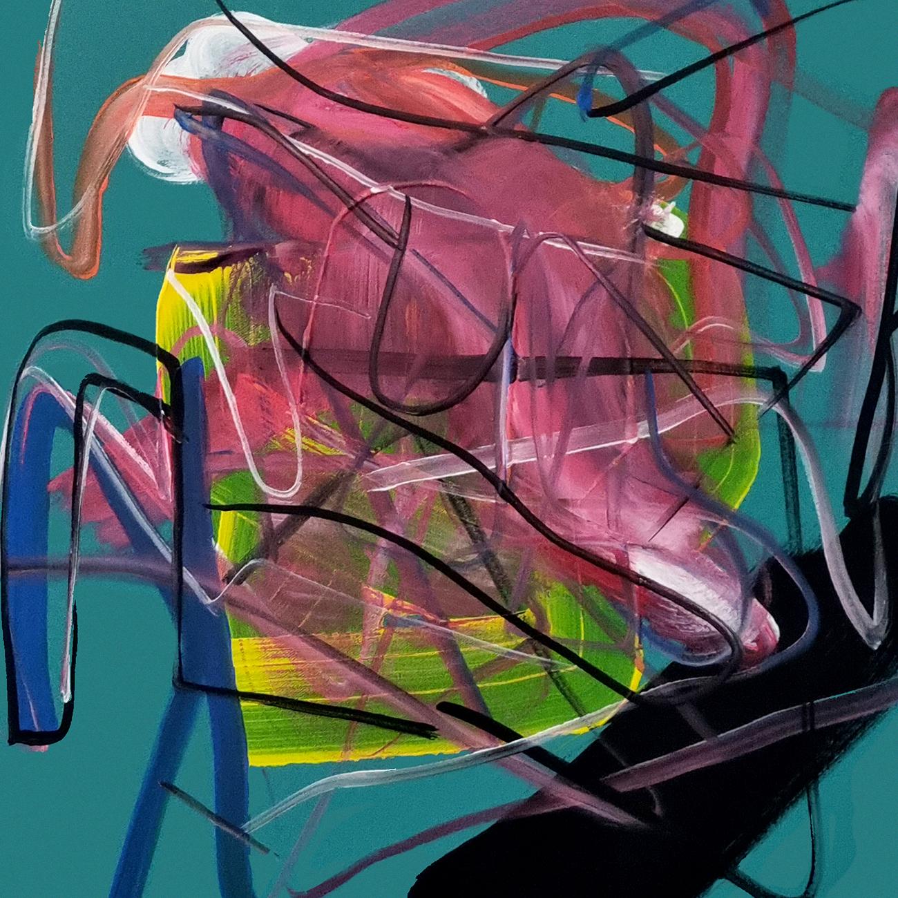 Vert 1 (Pittura astratta) - Abstract Painting Blu di Frédéric Prat