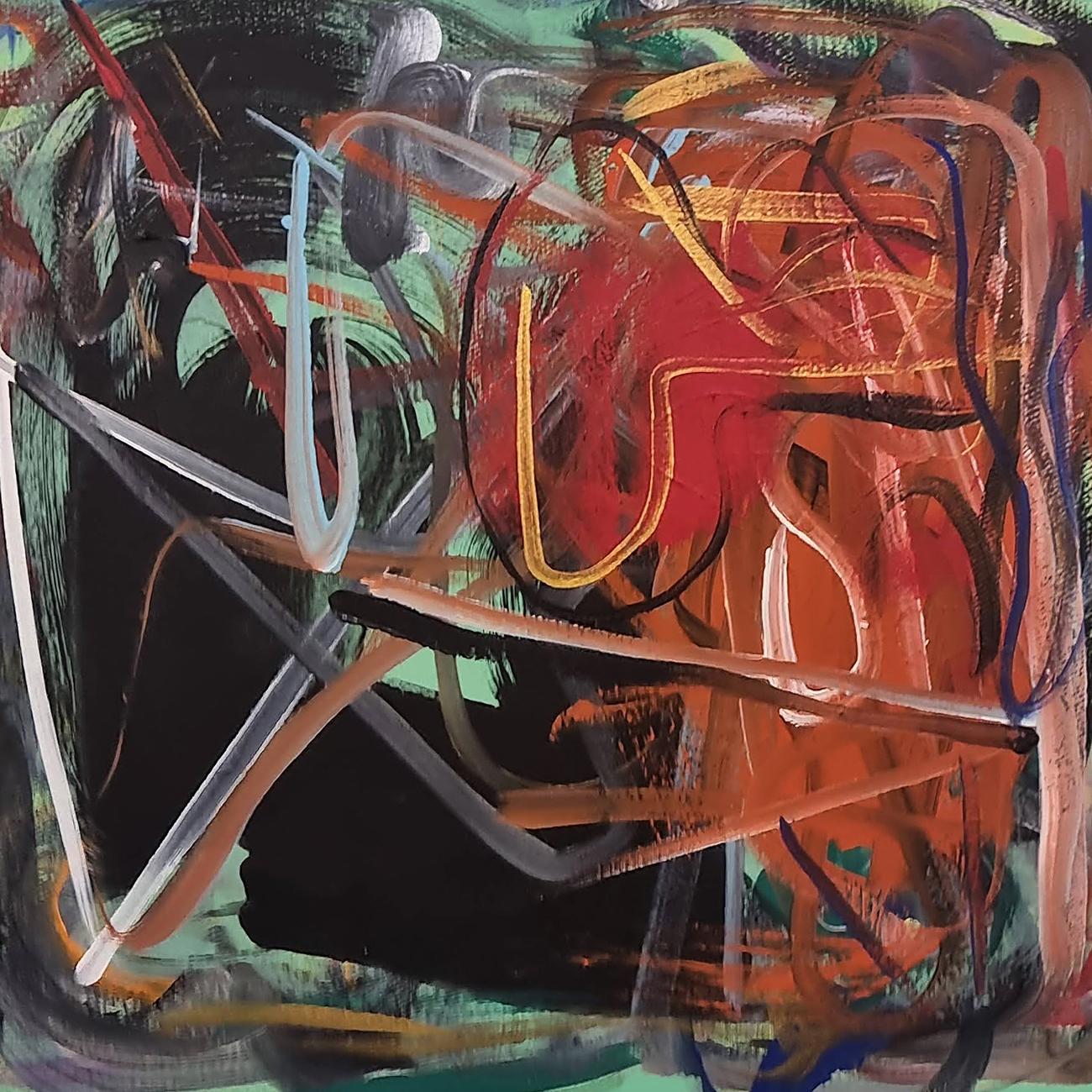 Vert 2 (Pittura astratta) - Abstract Painting Blu di Frédéric Prat