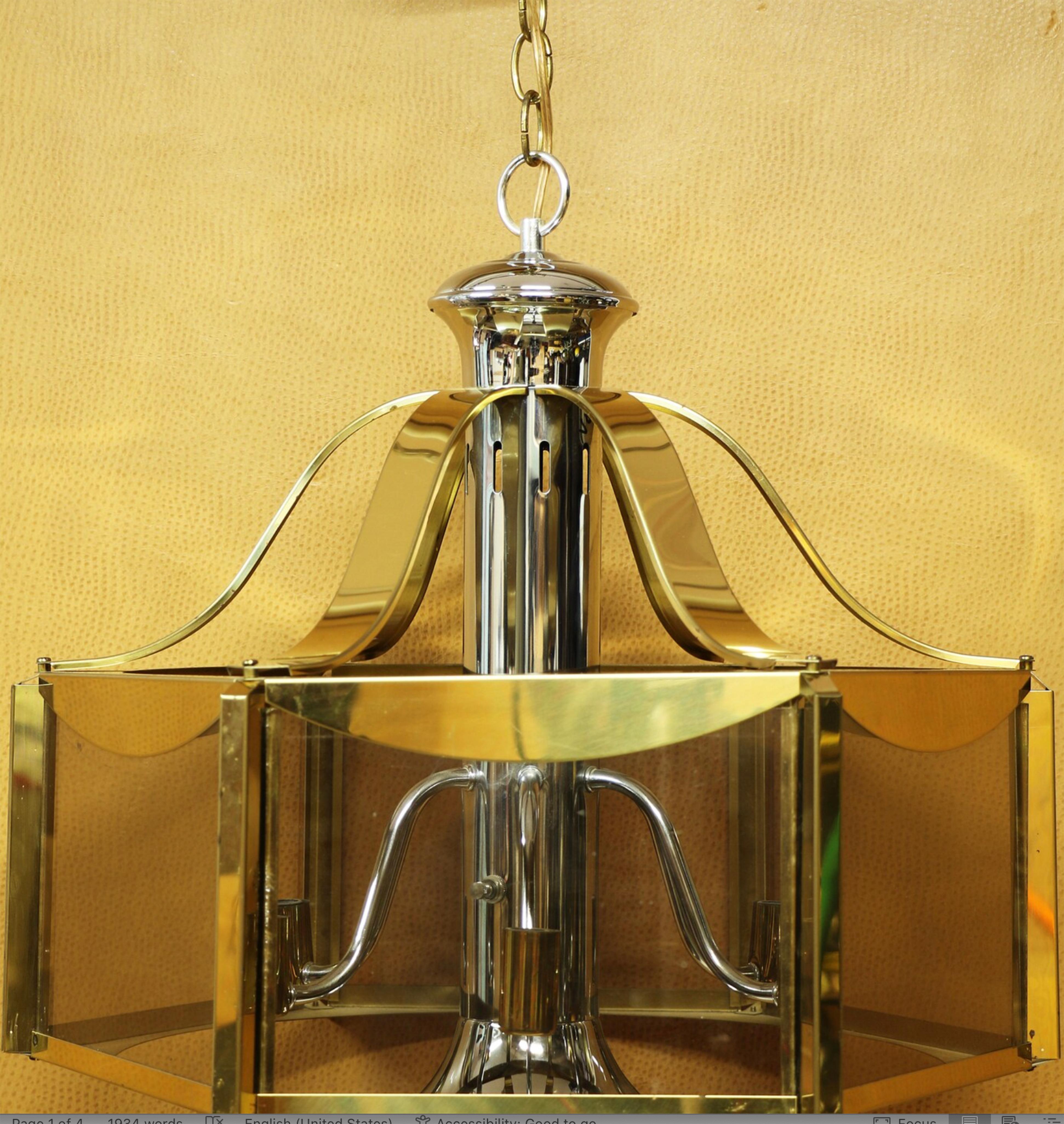 Frederic Ramond Glass and Chrome Mid-Century Modern Chandelier In Good Condition For Sale In Lomita, CA