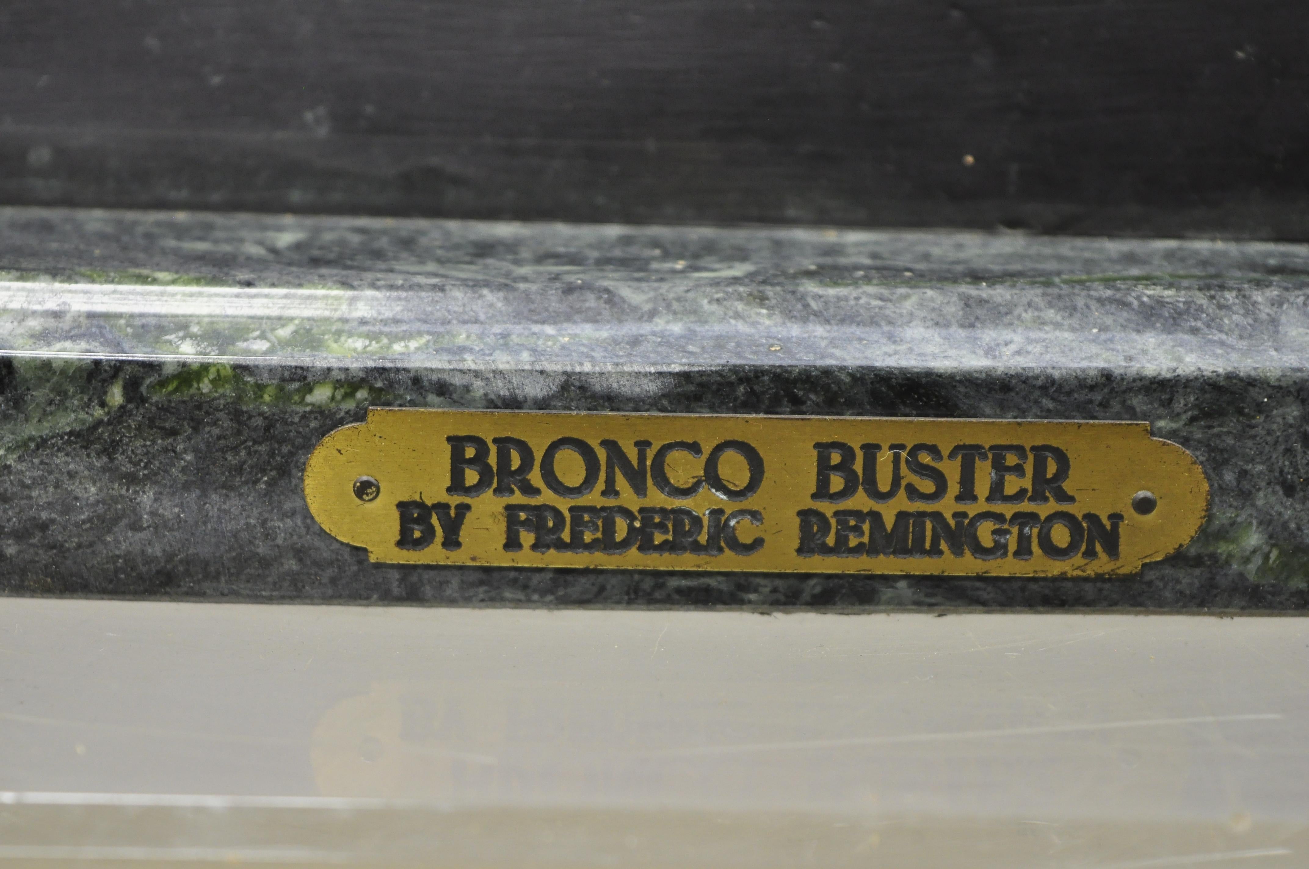 Frederic Remington Bronco Buster Statue Sculpture on Marble Base at