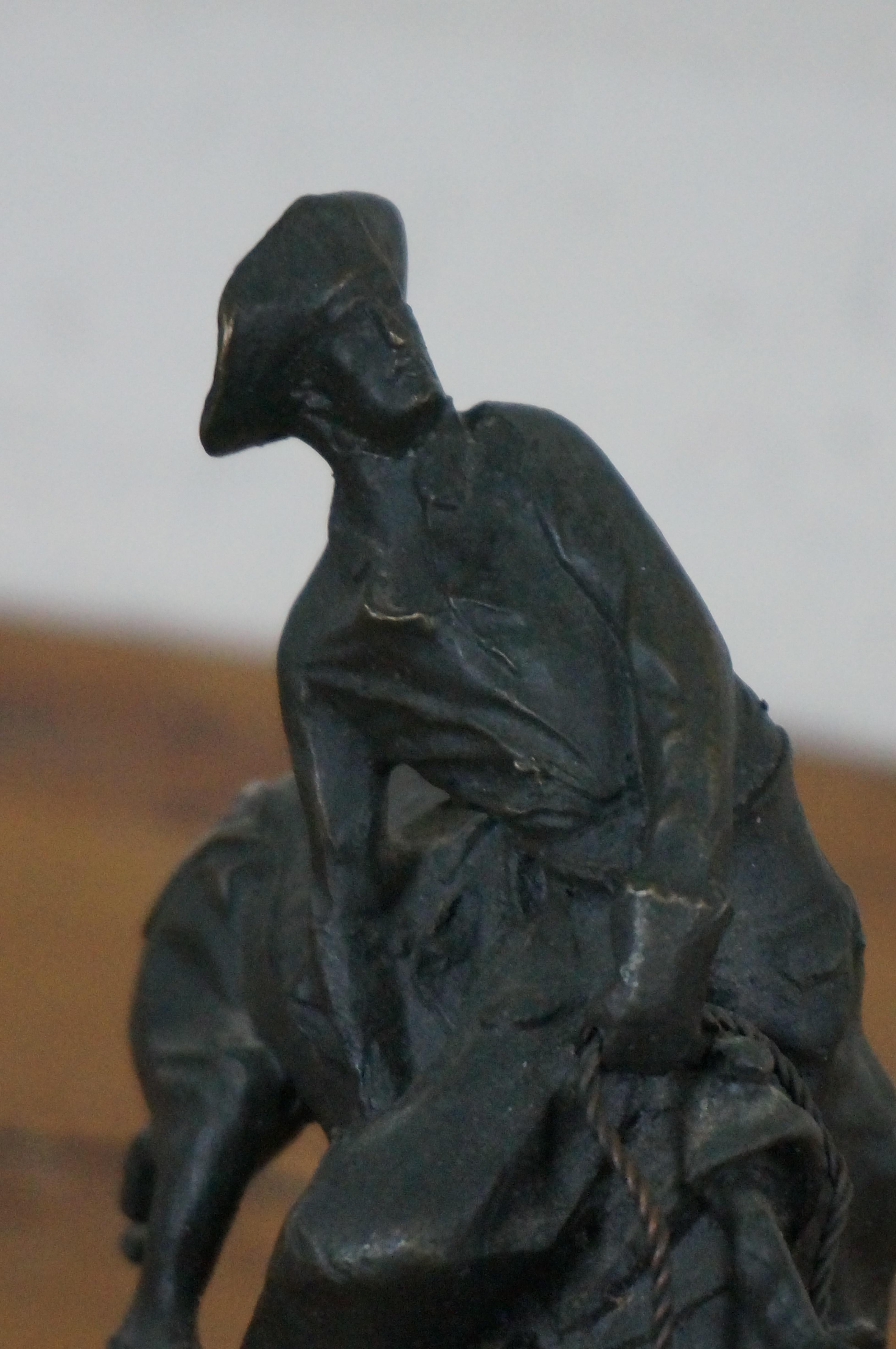Frederic Remington Bronze Horseback Cowboy Outlaw Figurine Sculpture 9