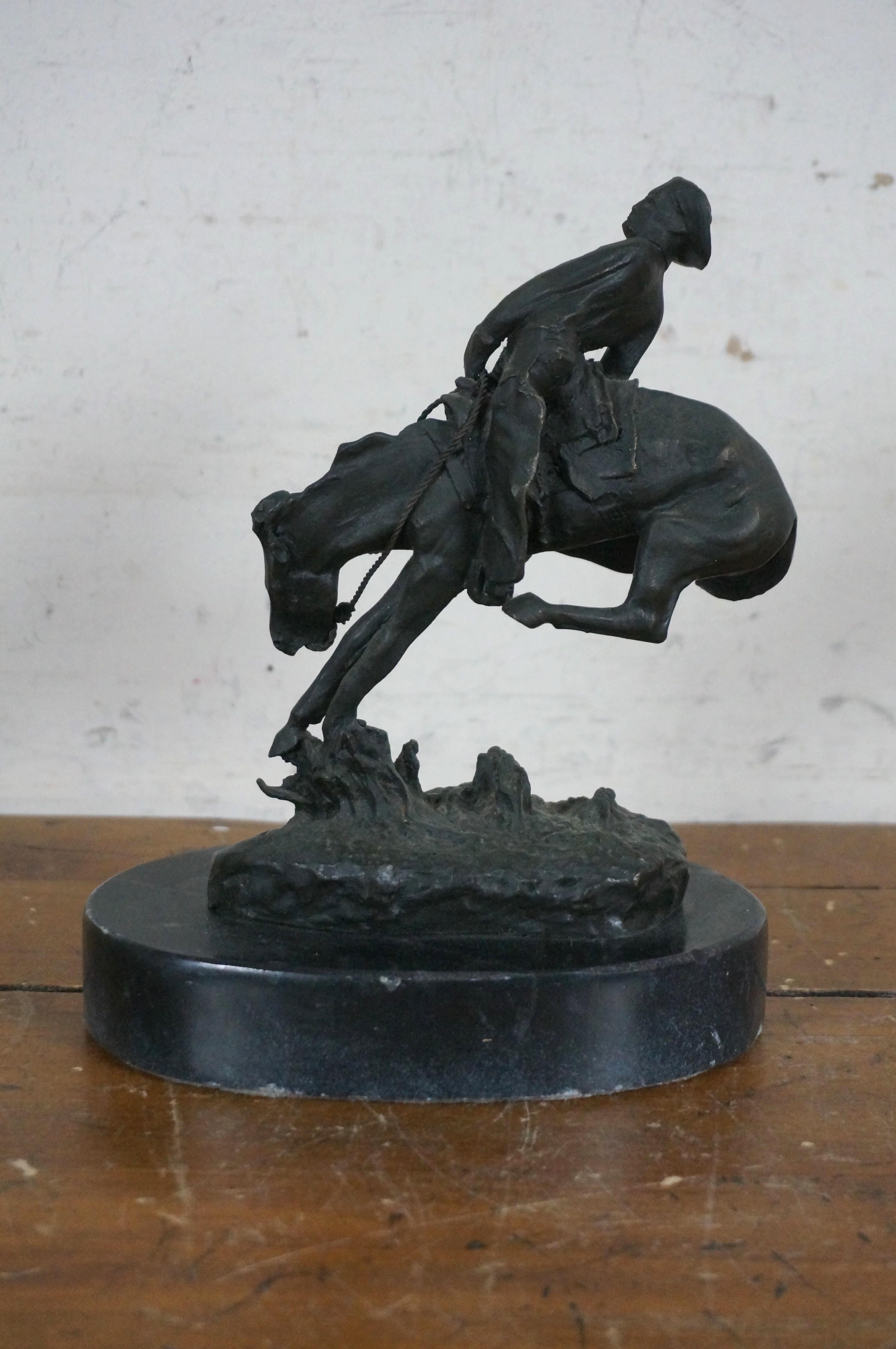 20th Century Frederic Remington Bronze Horseback Cowboy Outlaw Figurine Sculpture 9