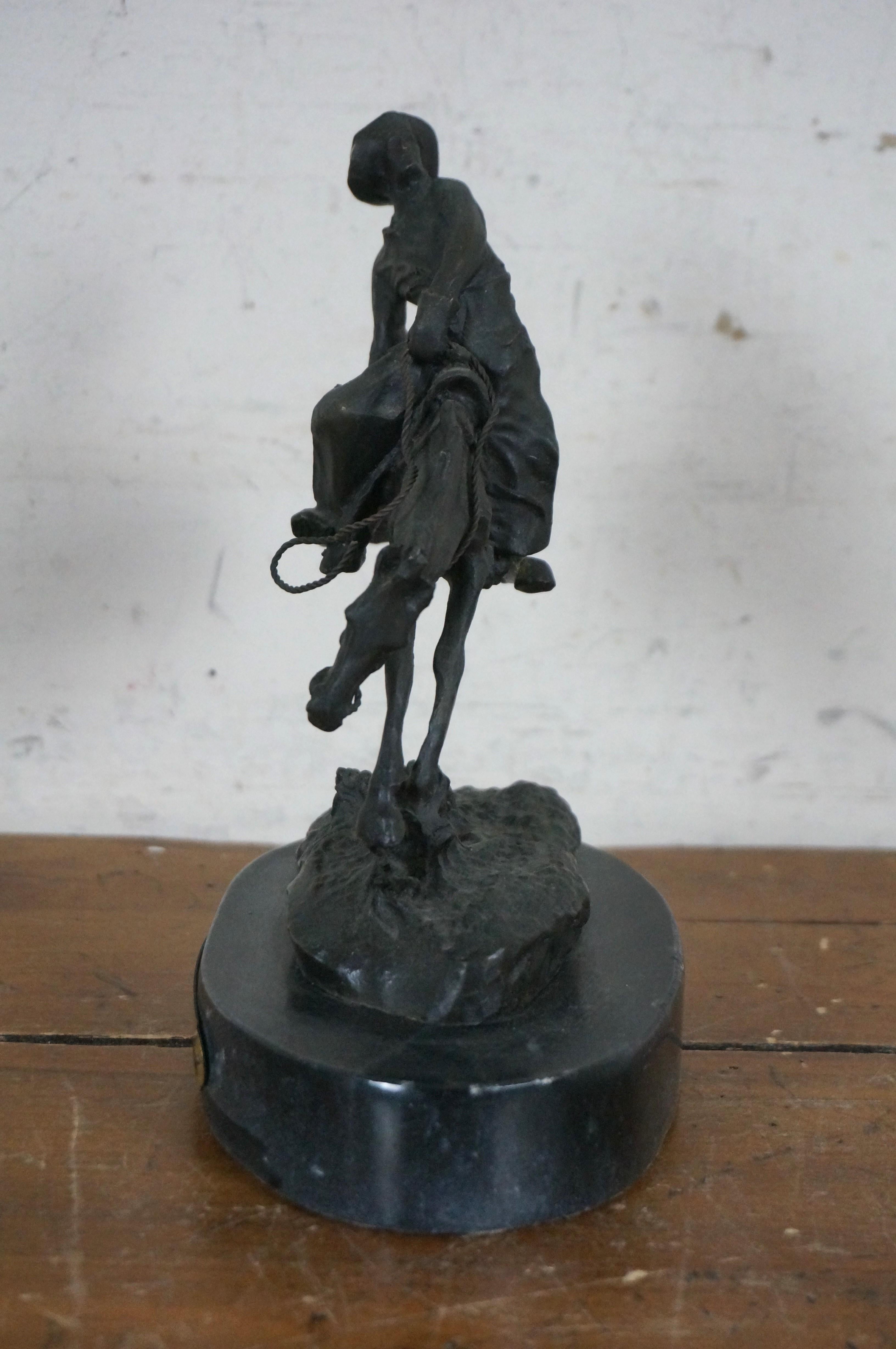 Frederic Remington Bronze Horseback Cowboy Outlaw Figurine Sculpture 9