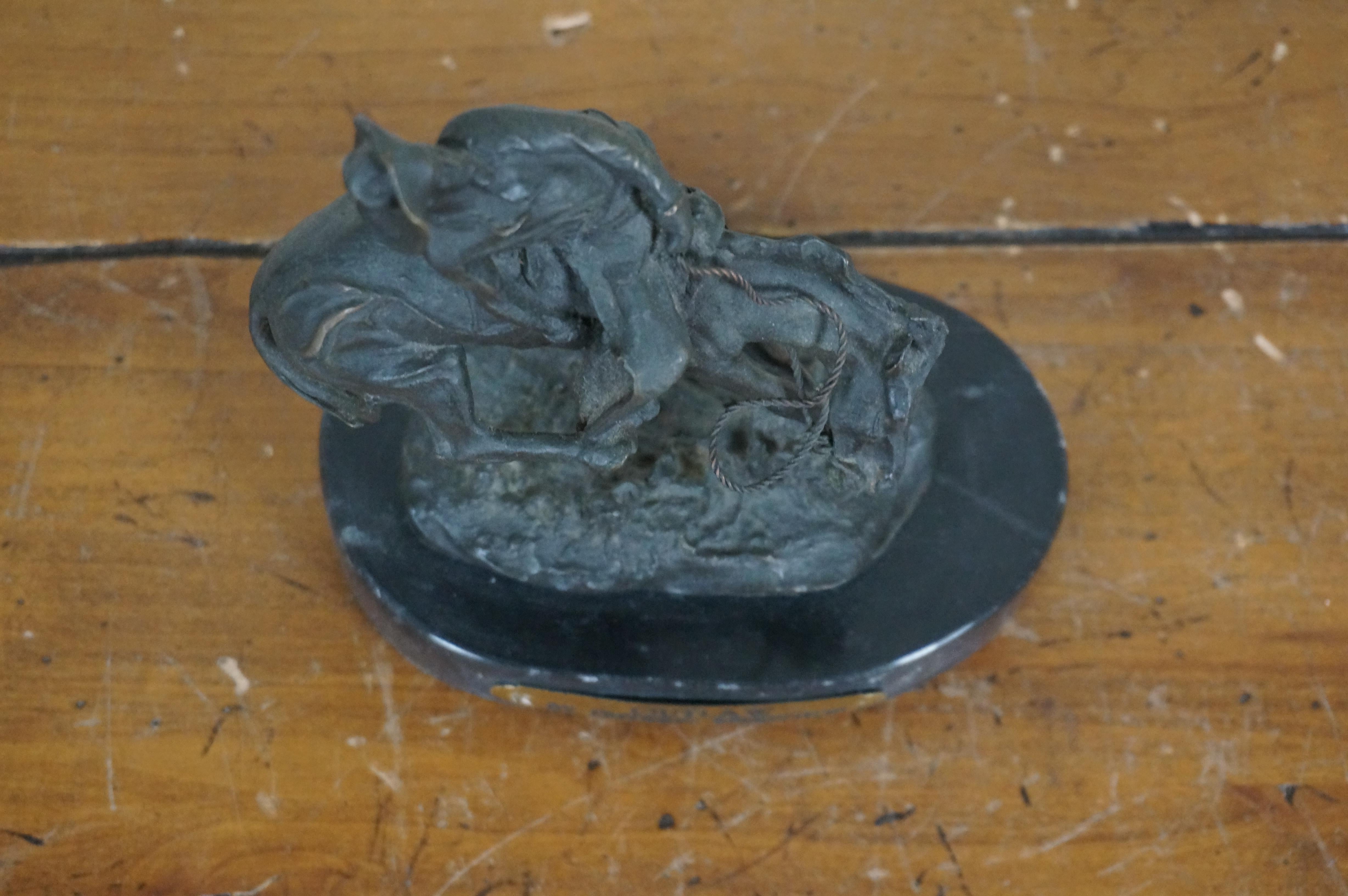 Frederic Remington Bronze Horseback Cowboy Outlaw Figurine Sculpture 9