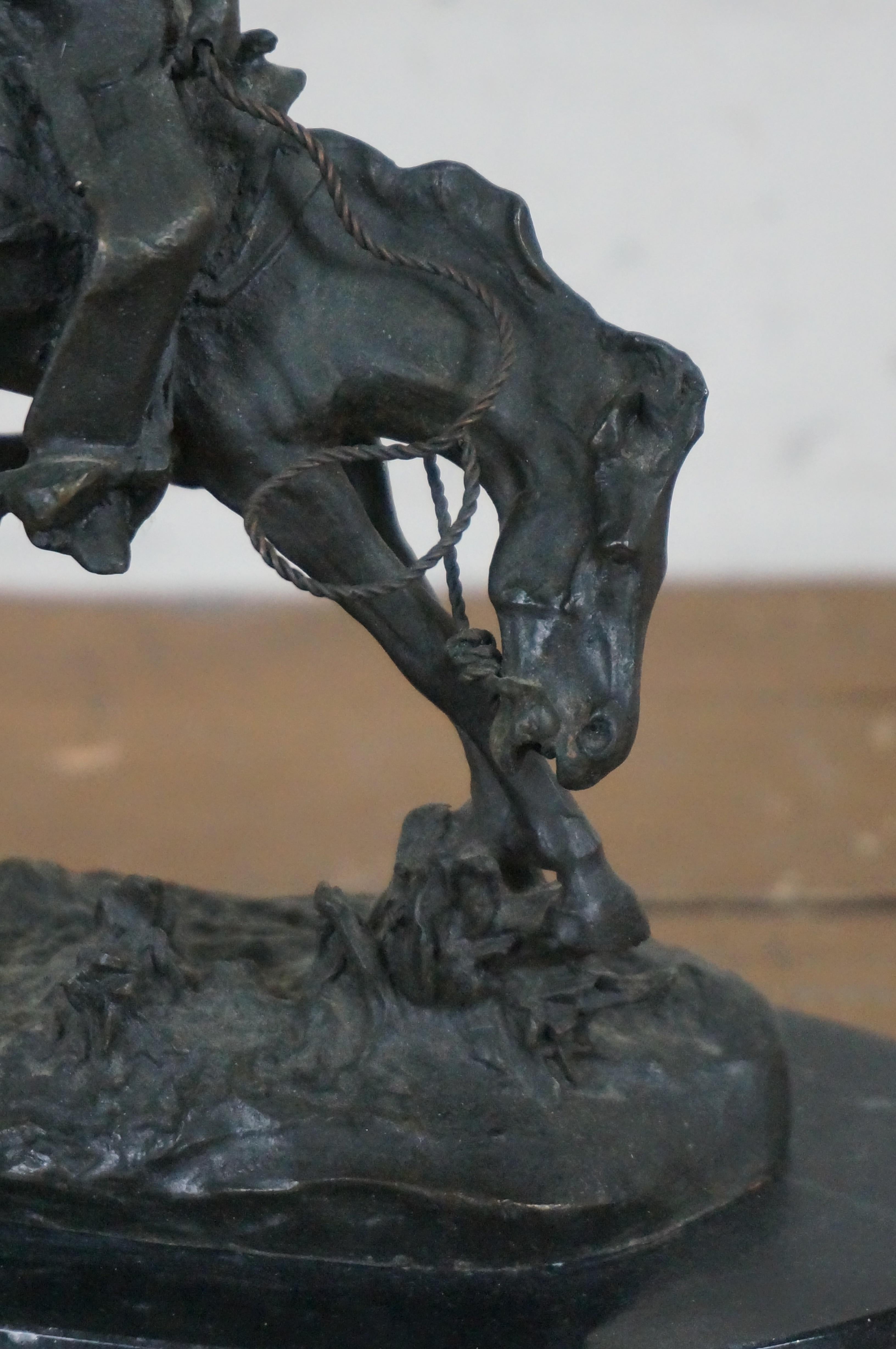 Frederic Remington Bronze Horseback Cowboy Outlaw Figurine Sculpture 9