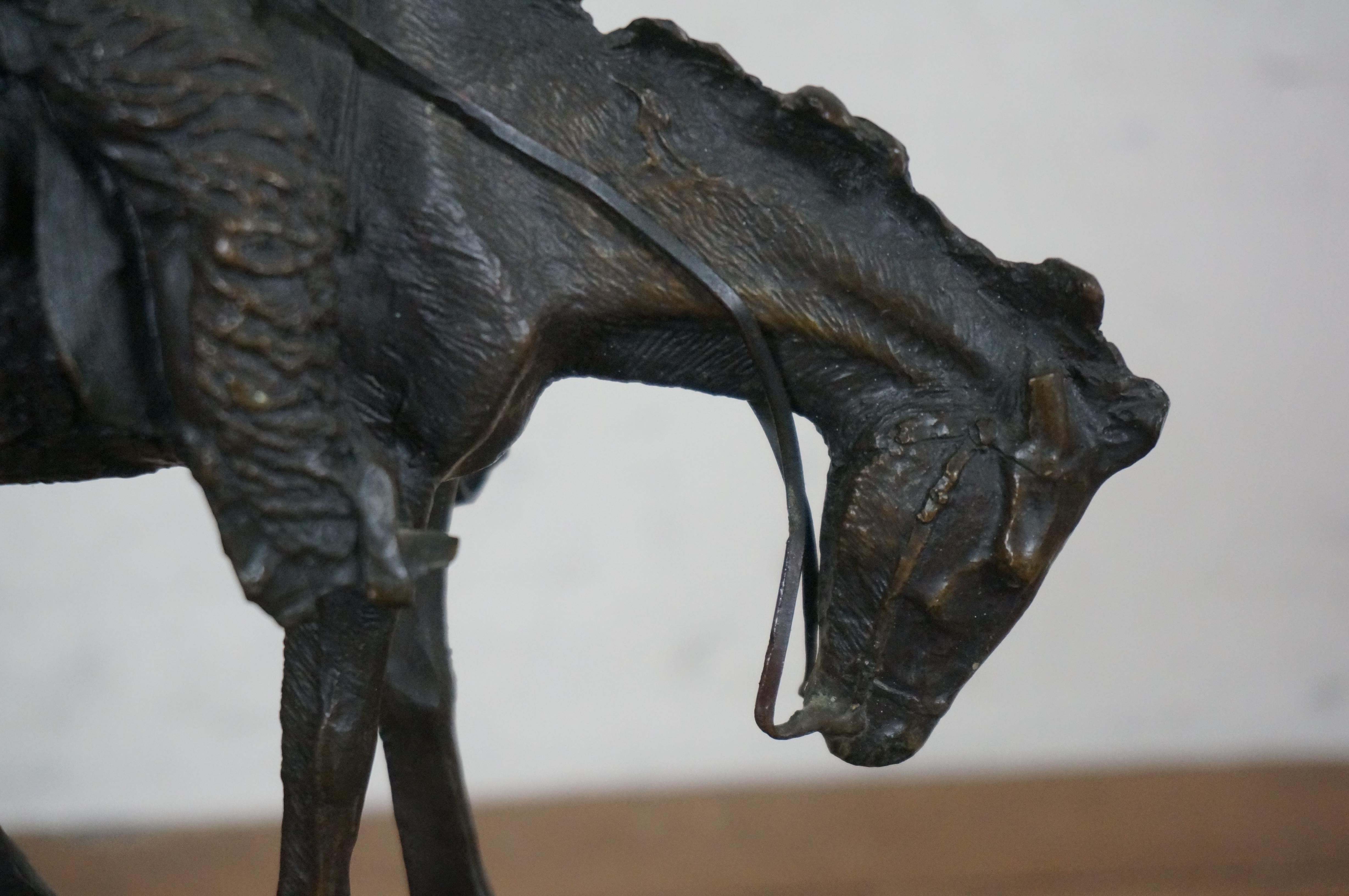 Frederic Remington Bronze Norther Horseback Cowboy Figurine Sculpture 9