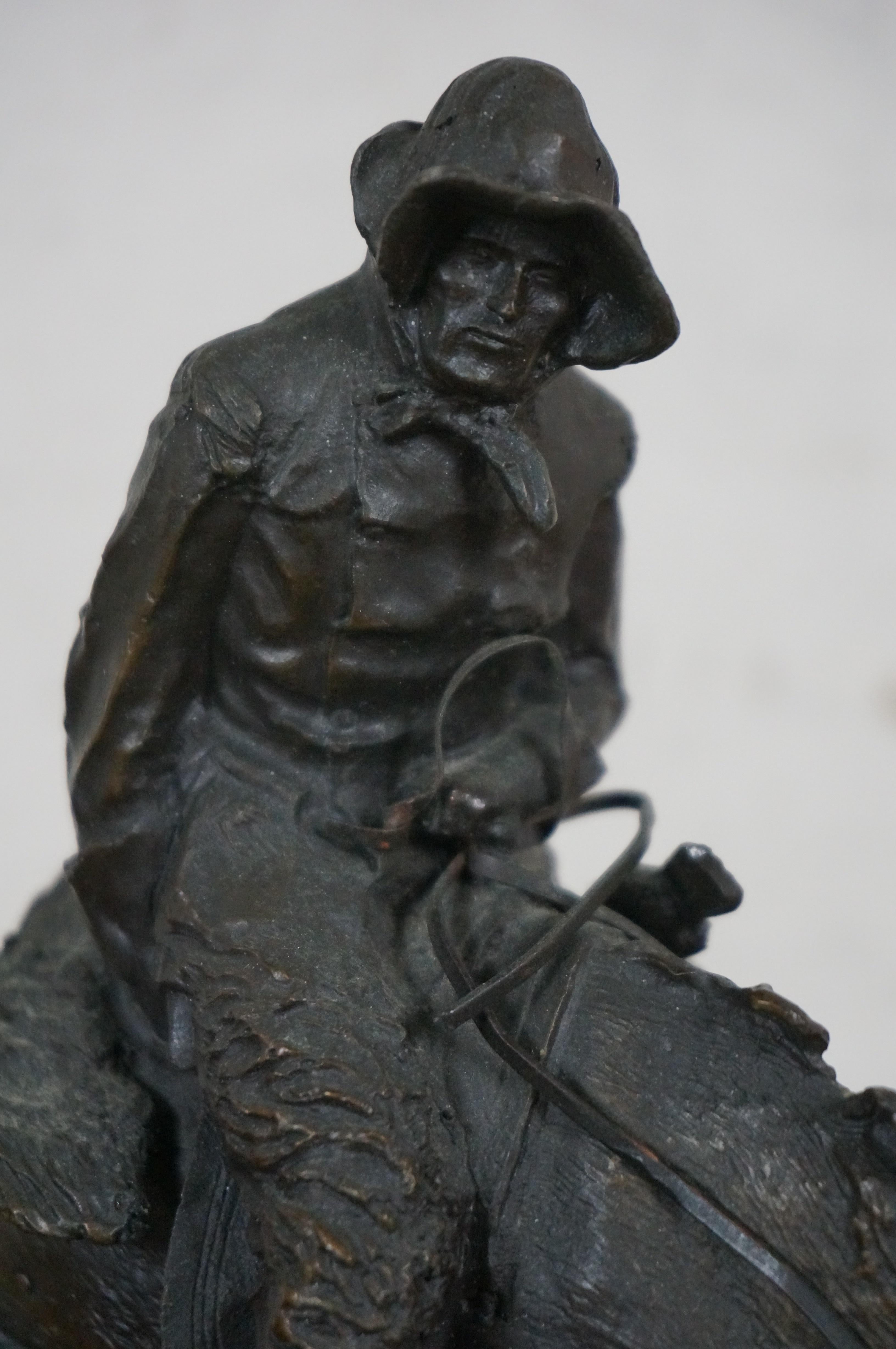 Frederic Remington Bronze Norther Horseback Cowboy Figurine Sculpture 9