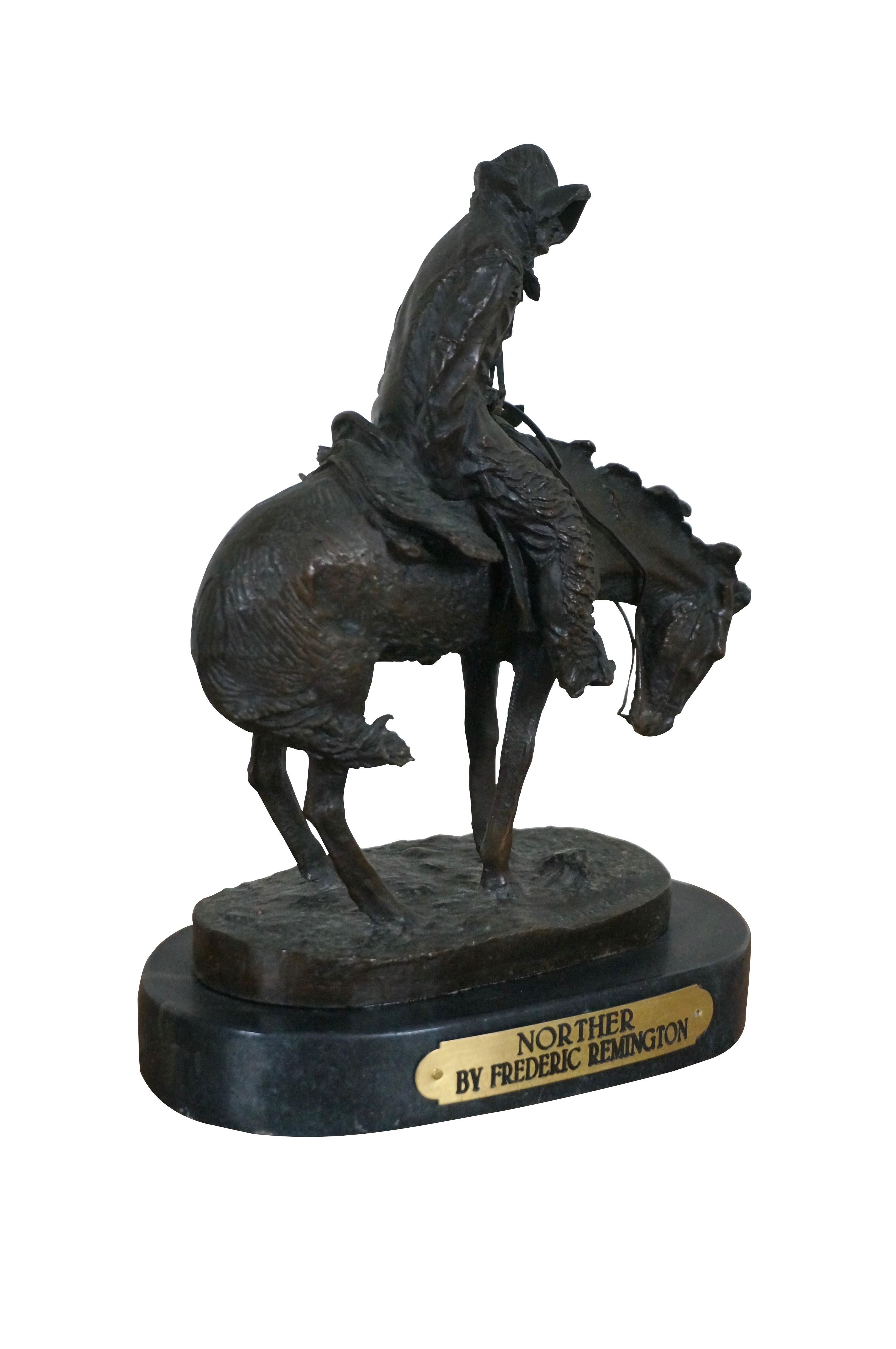 American Classical Frederic Remington Bronze Norther Horseback Cowboy Figurine Sculpture 9