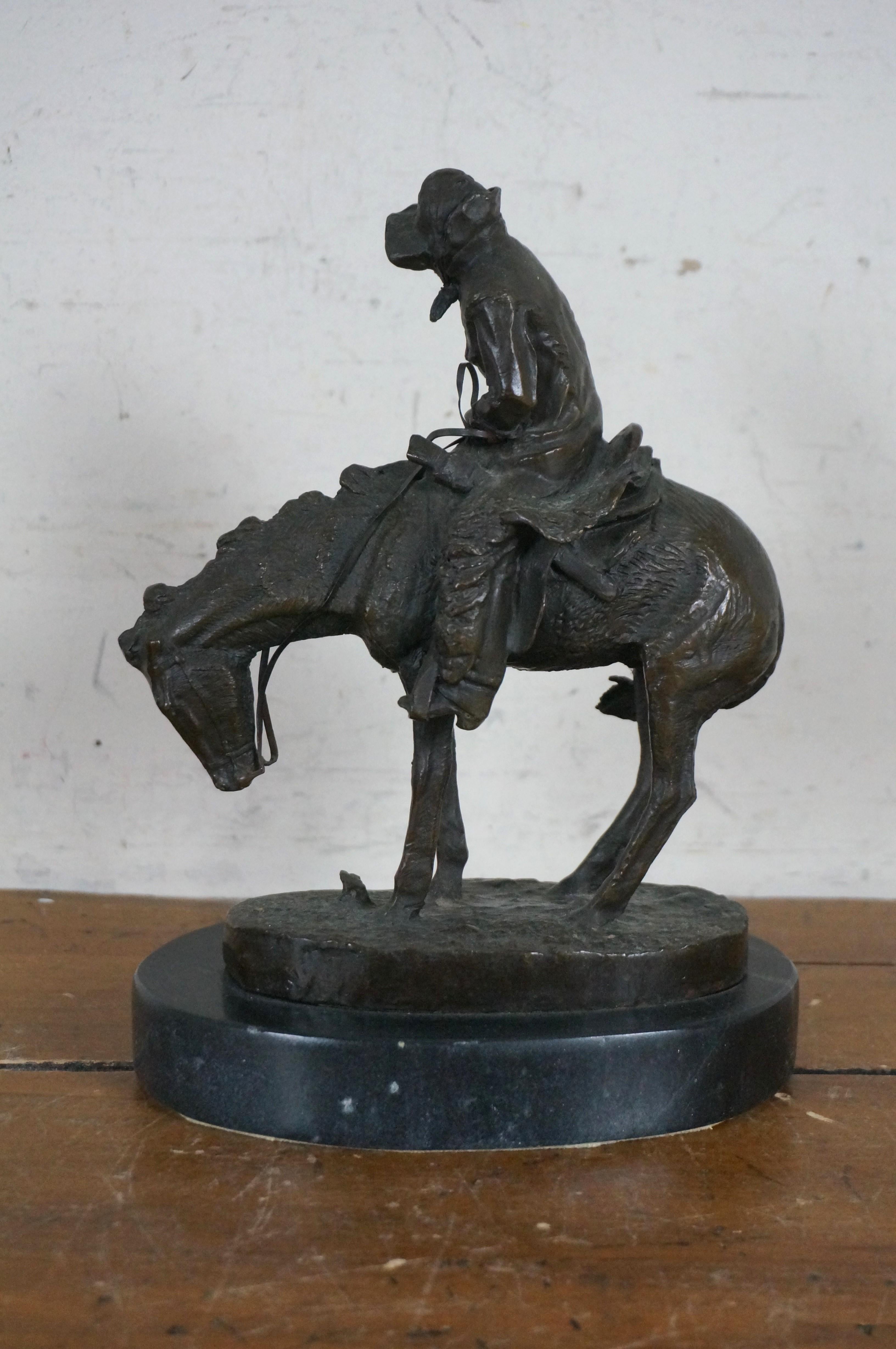 20th Century Frederic Remington Bronze Norther Horseback Cowboy Figurine Sculpture 9