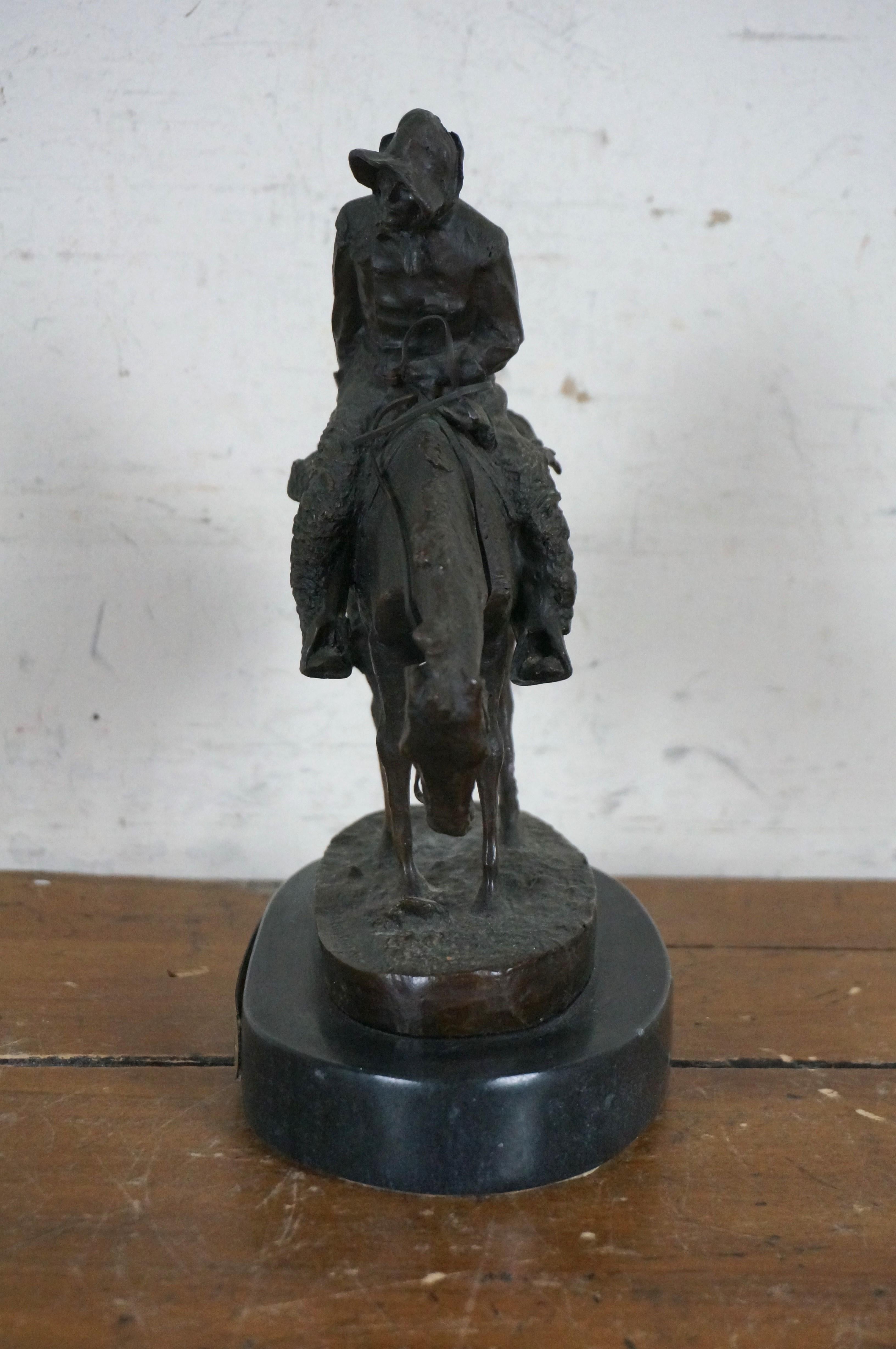 Frederic Remington Bronze Norther Horseback Cowboy Figurine Sculpture 9